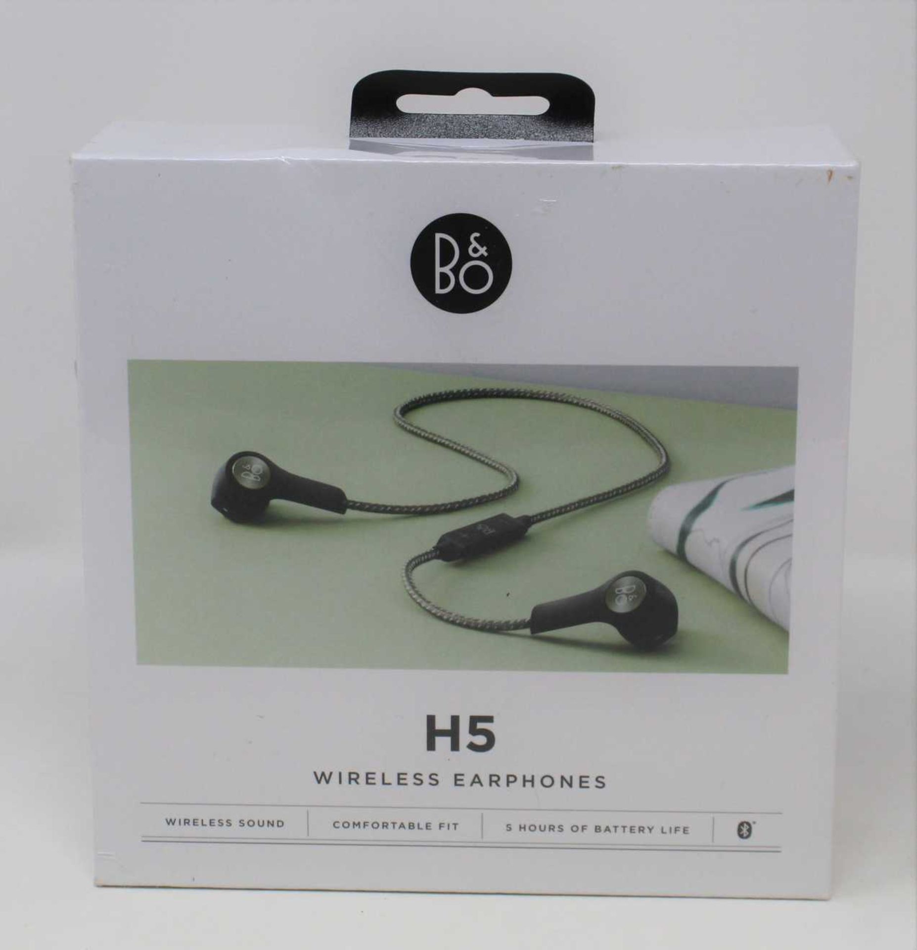 A boxed as new pair of Bang & Olufsen BeoPlay H5 Wireless Earphones in Moss Green (P/N: 1643462) (