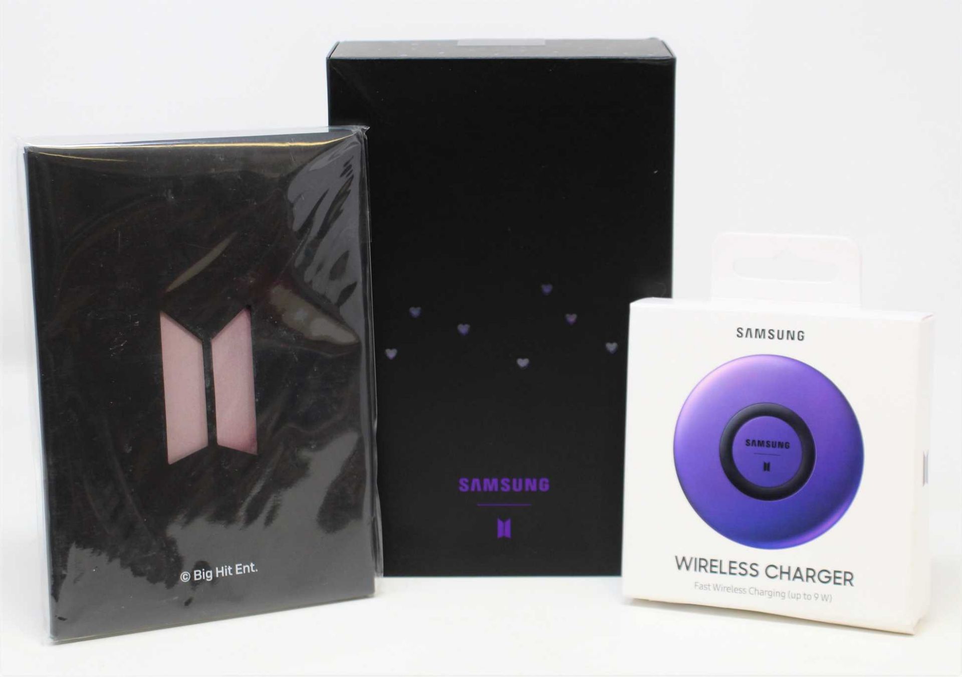 A boxed as new pair of Galaxy Buds+ BTS Edition in B.Purple (SM-R175NZPWEUA) with a boxed as new