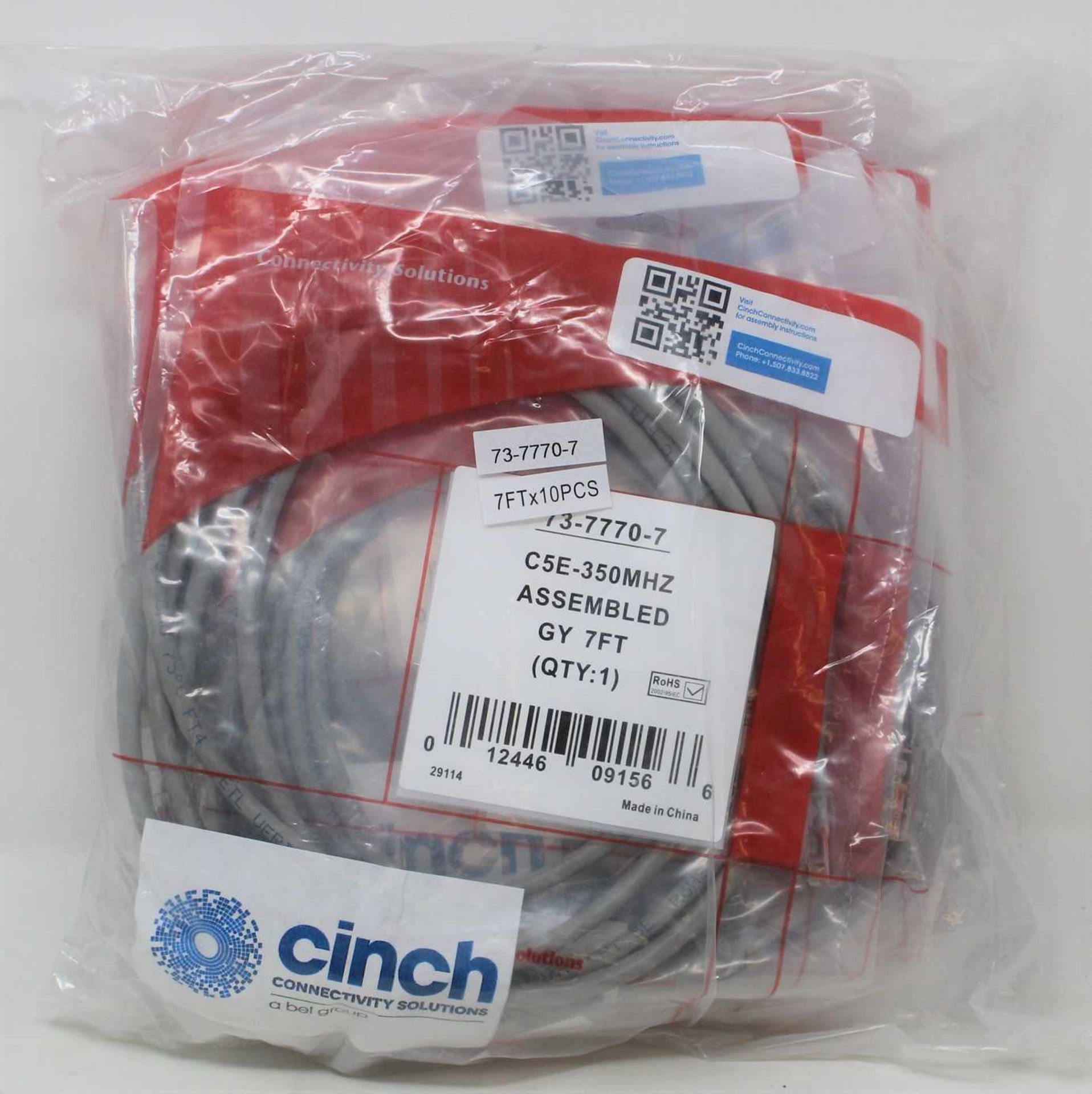 Five packs of ten as new 73-7770-7 Ethernet/Networking Cables in grey (7', C5E-350MHZ).