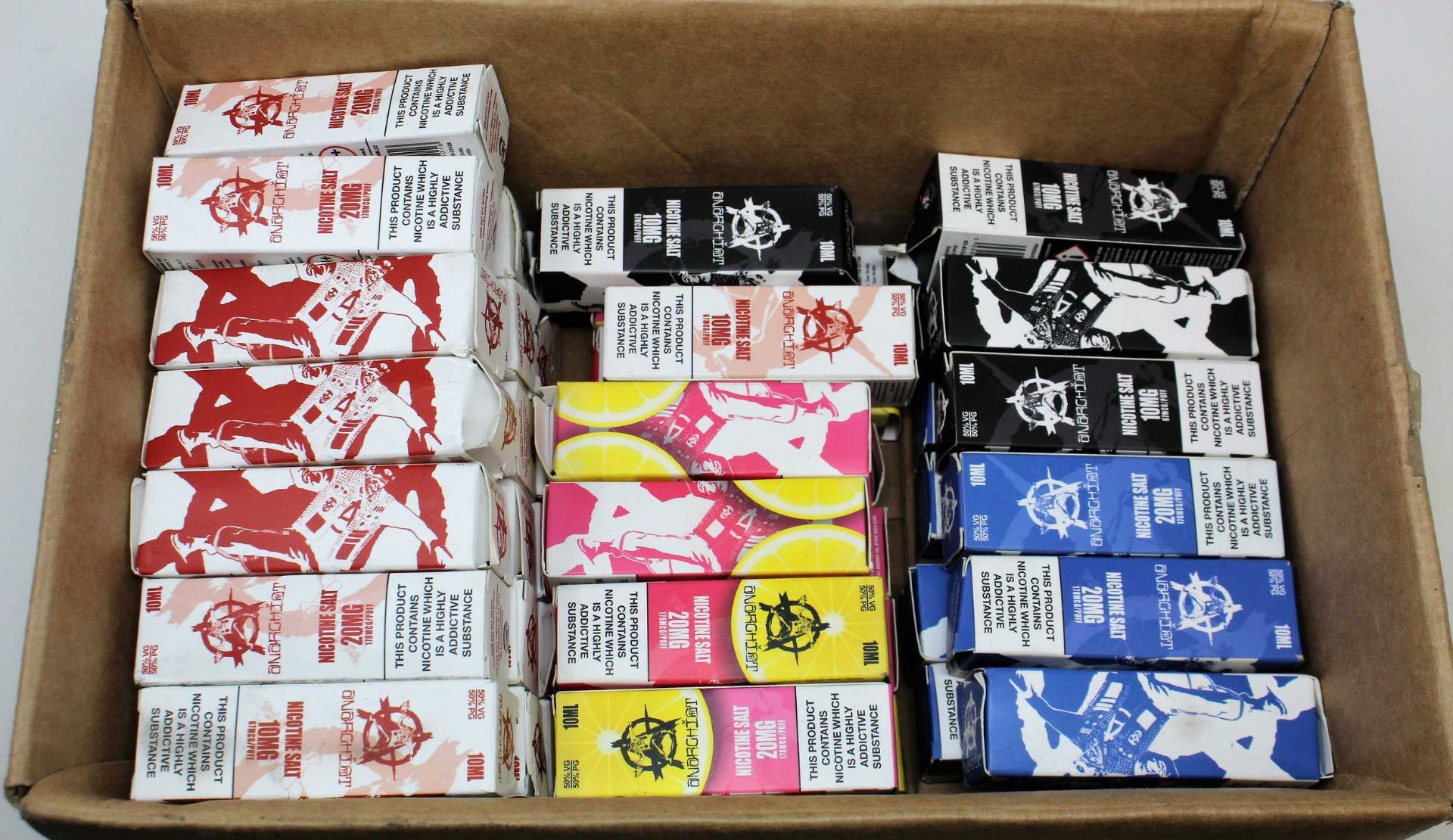 A quantity of Anarchist 10ml Nicotine Salt Vape Liquids in assorted flavours and strengths (