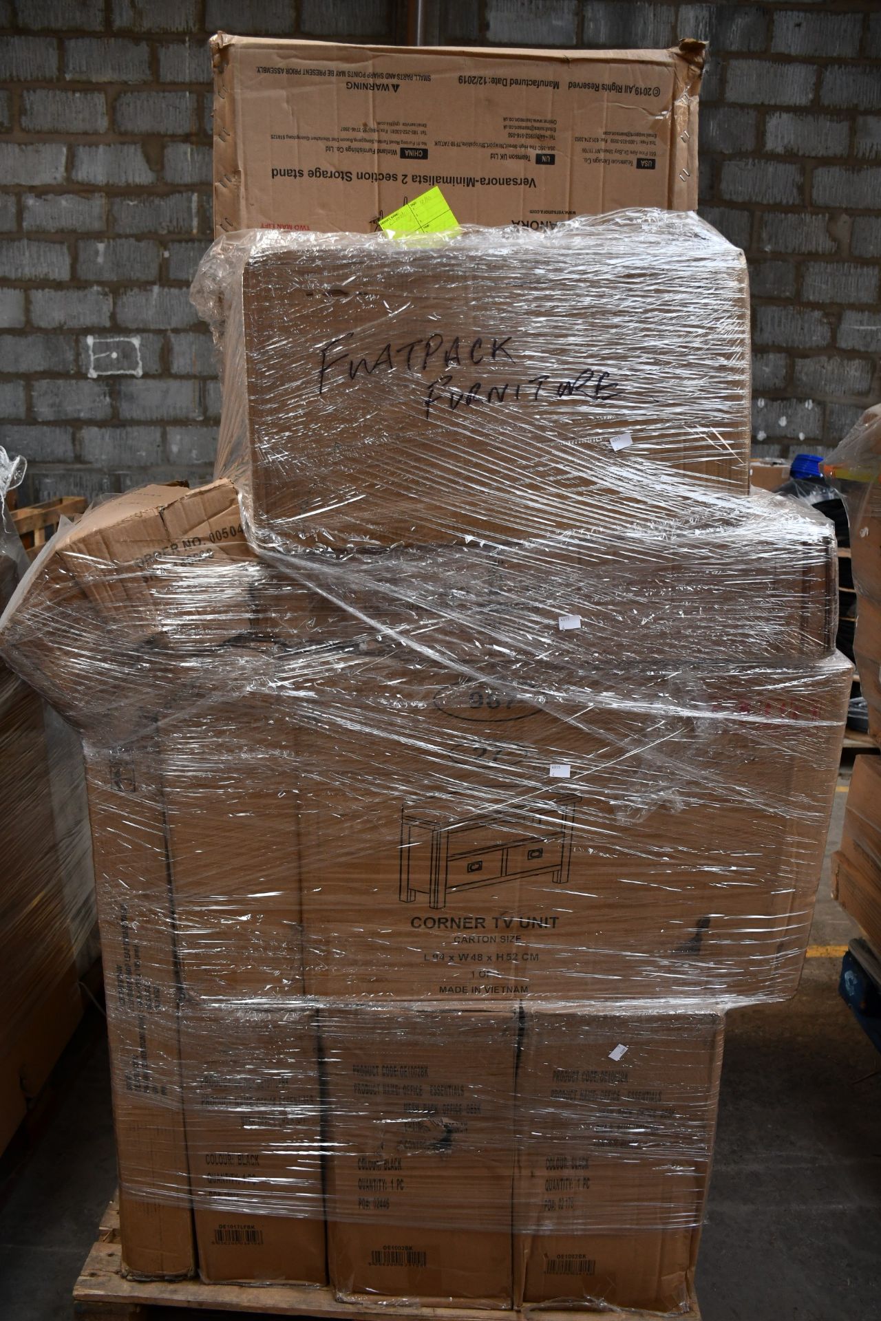 A pallet of miscellaneous flat pack furniture, household and related items. - Image 2 of 3