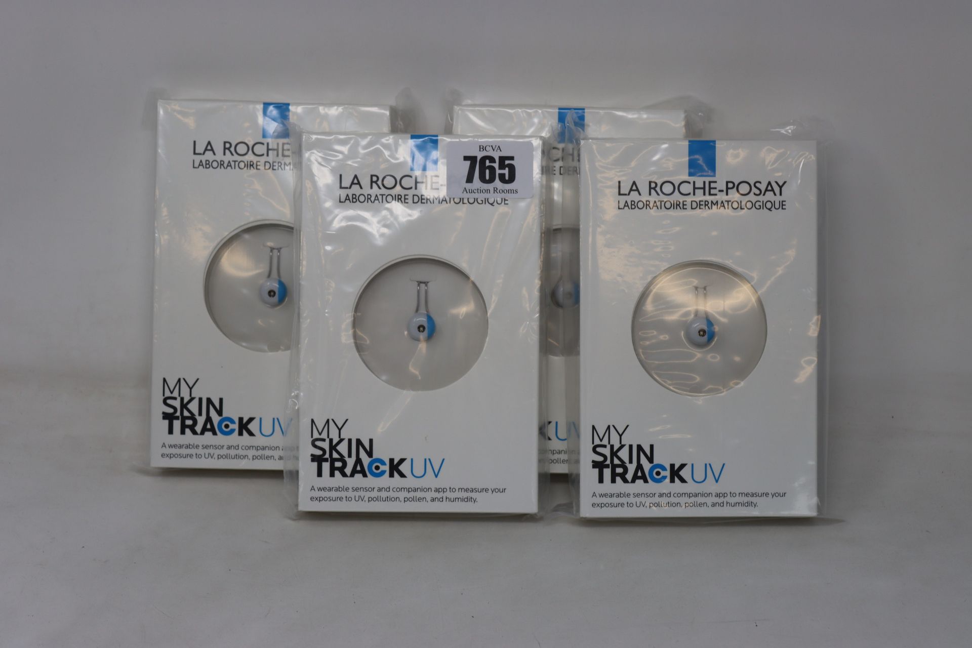 Four boxed as new La Roche-Posay My Skin Track UV wearable sensors.