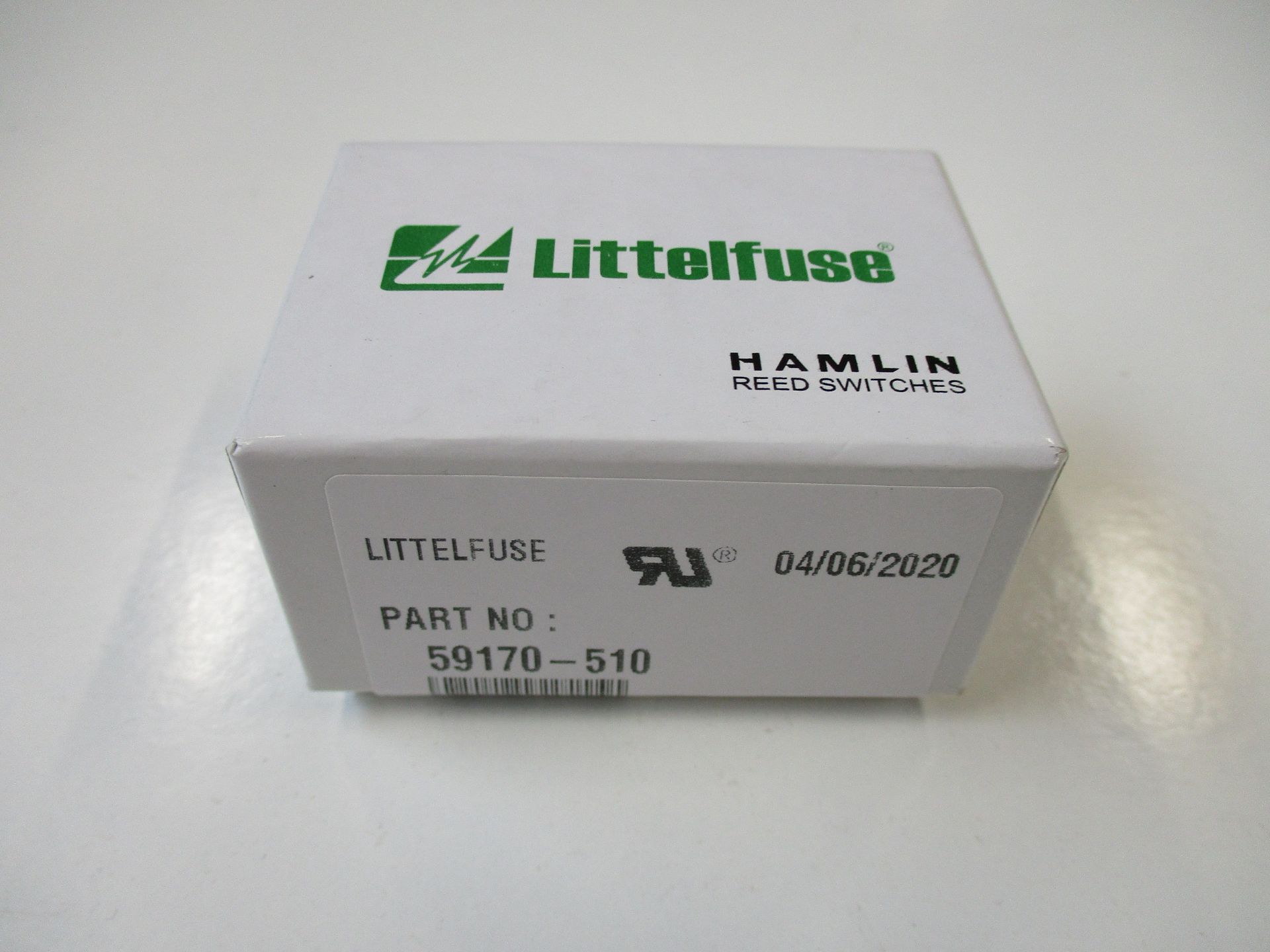 A box of two hundred as new Littelfuse Hamlin Reed Switches TRW Sensors (P/N: 59170-510) (Box