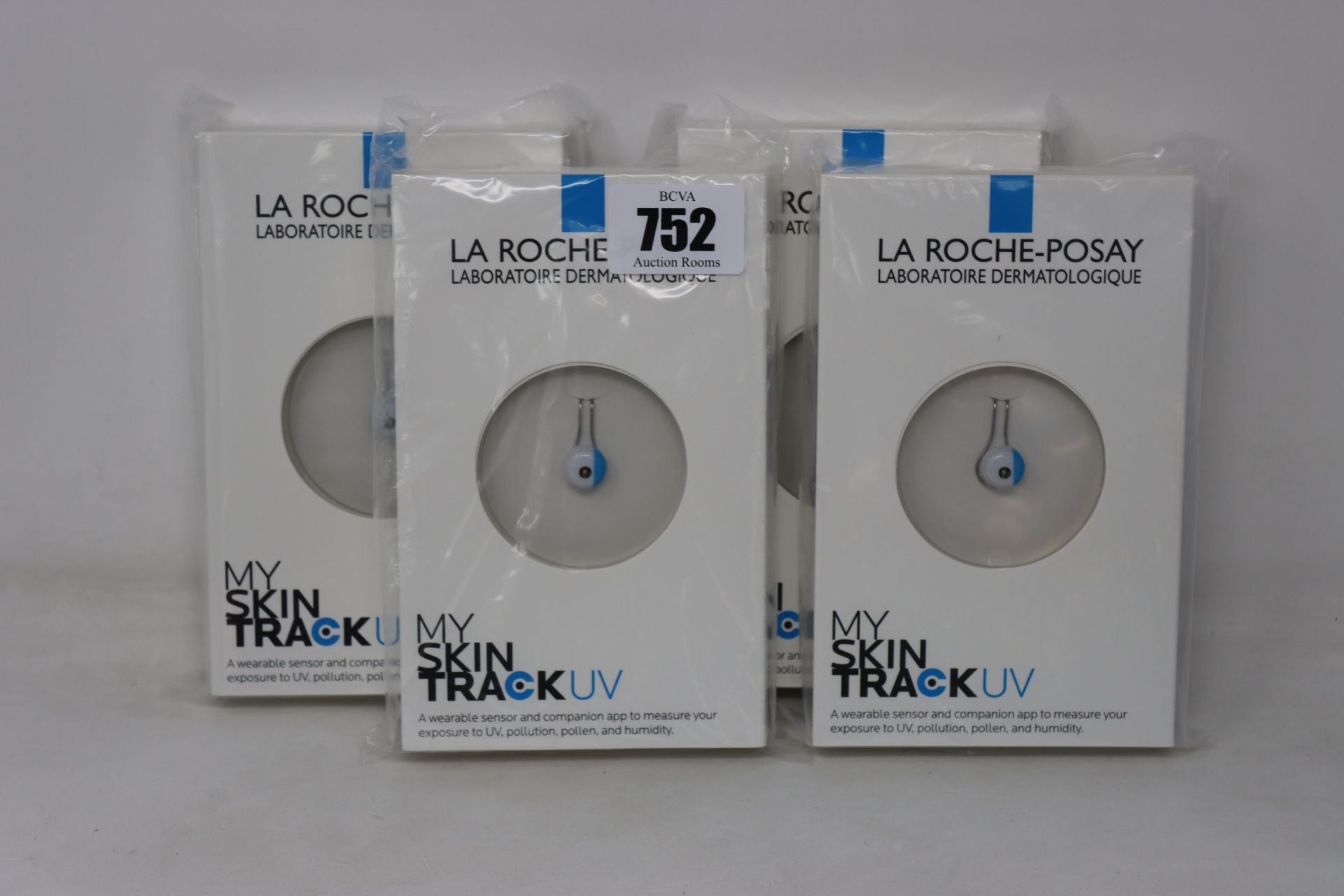 Four boxed as new La Roche-Posay My Skin Track UV wearable sensors.