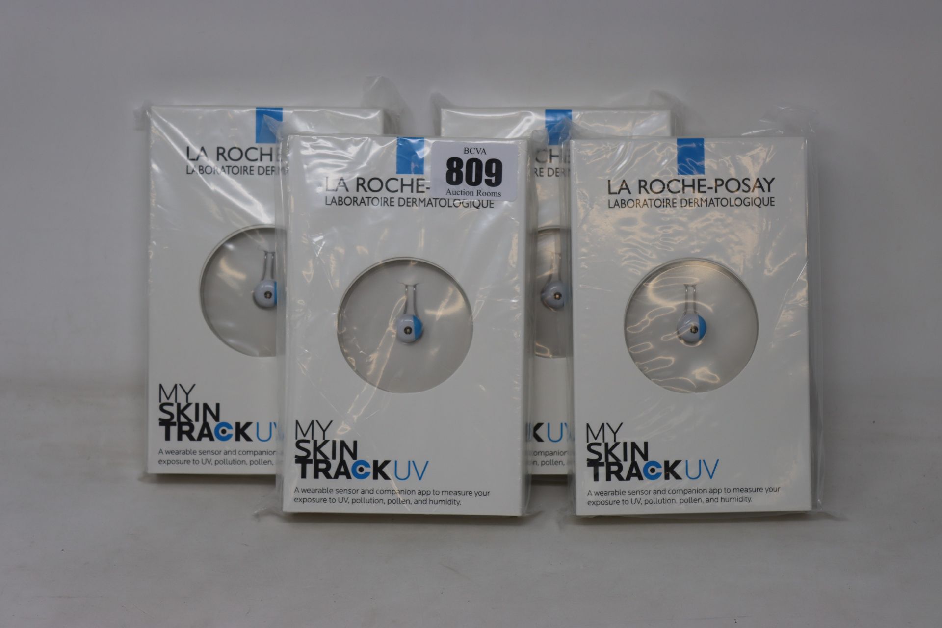 Four boxed as new La Roche-Posay My Skin Track UV wearable sensors.