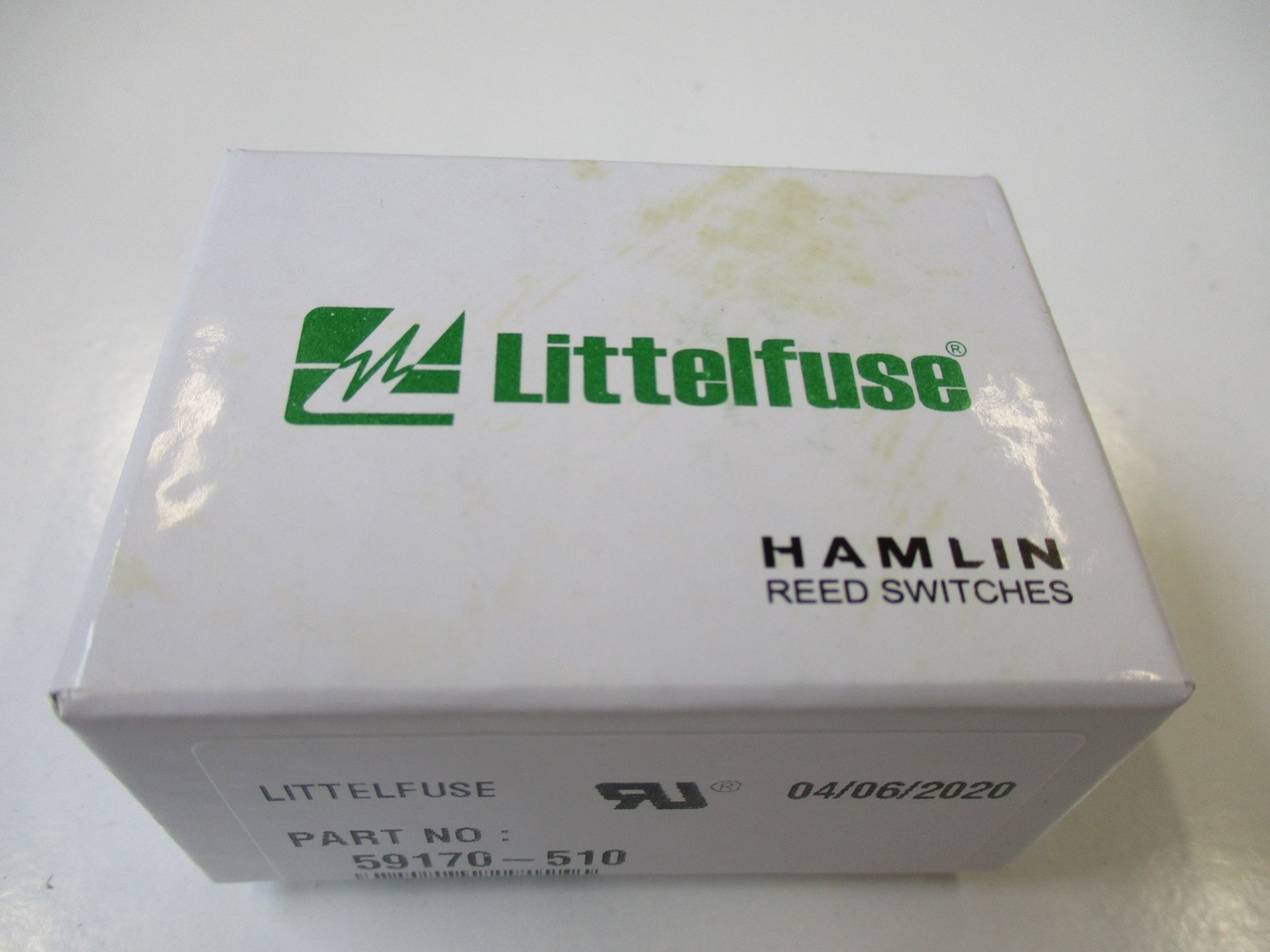 A box of two hundred as new Littelfuse Hamlin Reed Switches TRW Sensors (P/N: 59170-510) (Box