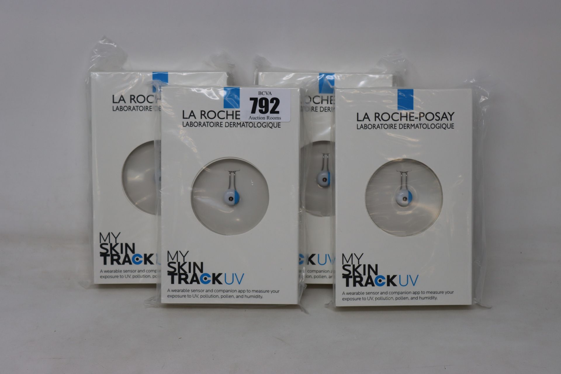 Four boxed as new La Roche-Posay My Skin Track UV wearable sensors.