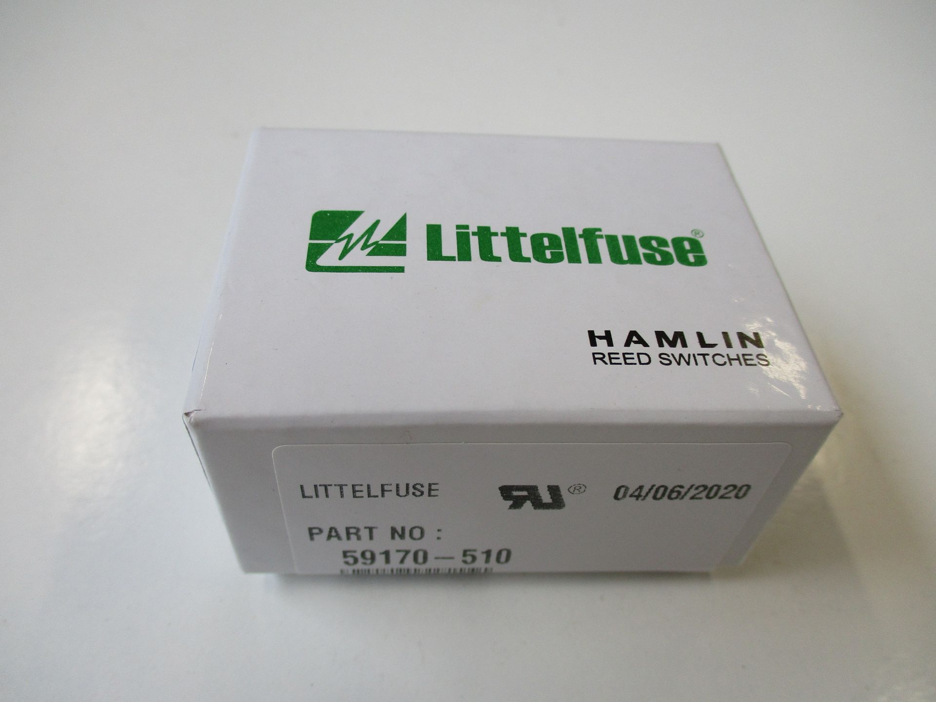 A box of two hundred as new Littelfuse Hamlin Reed Switches TRW Sensors (P/N: 59170-510) (Box