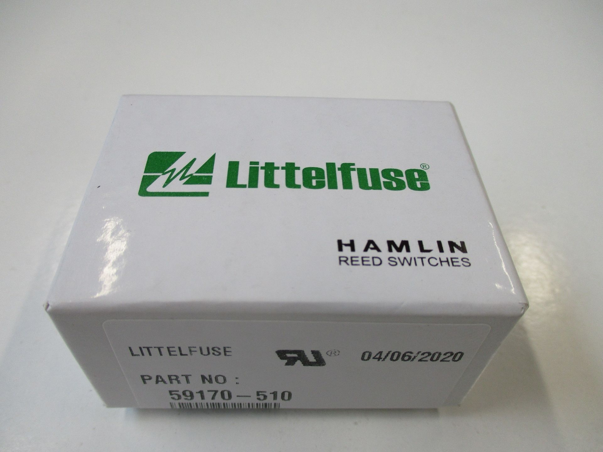 A box of two hundred as new Littelfuse Hamlin Reed Switches TRW Sensors (P/N: 59170-510) (Box