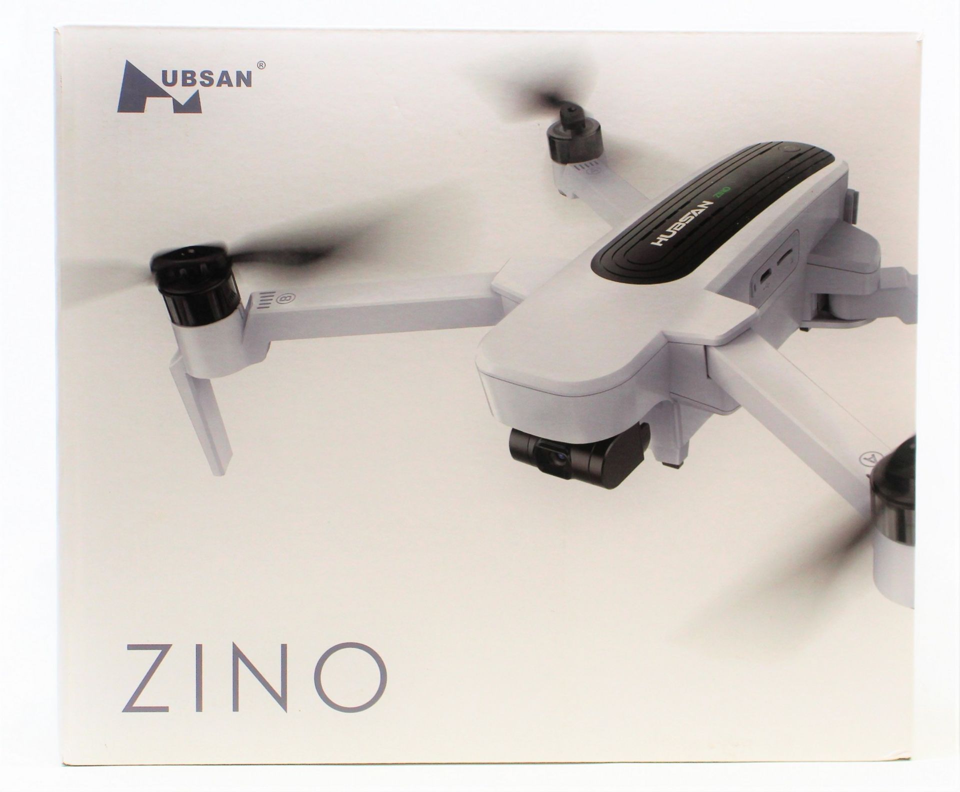 A boxed as new Hubsan Zino Folding Quadcopter Drone with Travel Bag (Box sealed. UK plug adapter