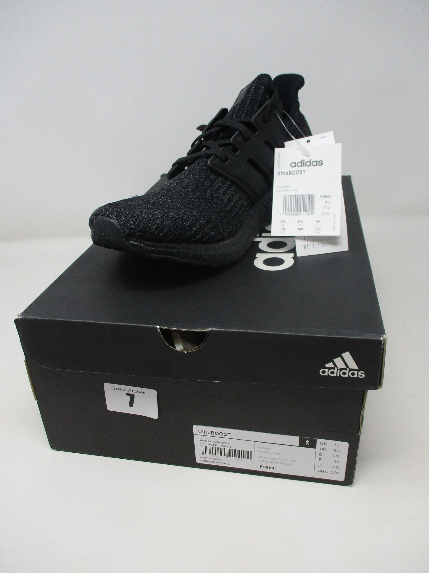 A pair of as new Adidas Ultra Boost trainers (UK 9.5).