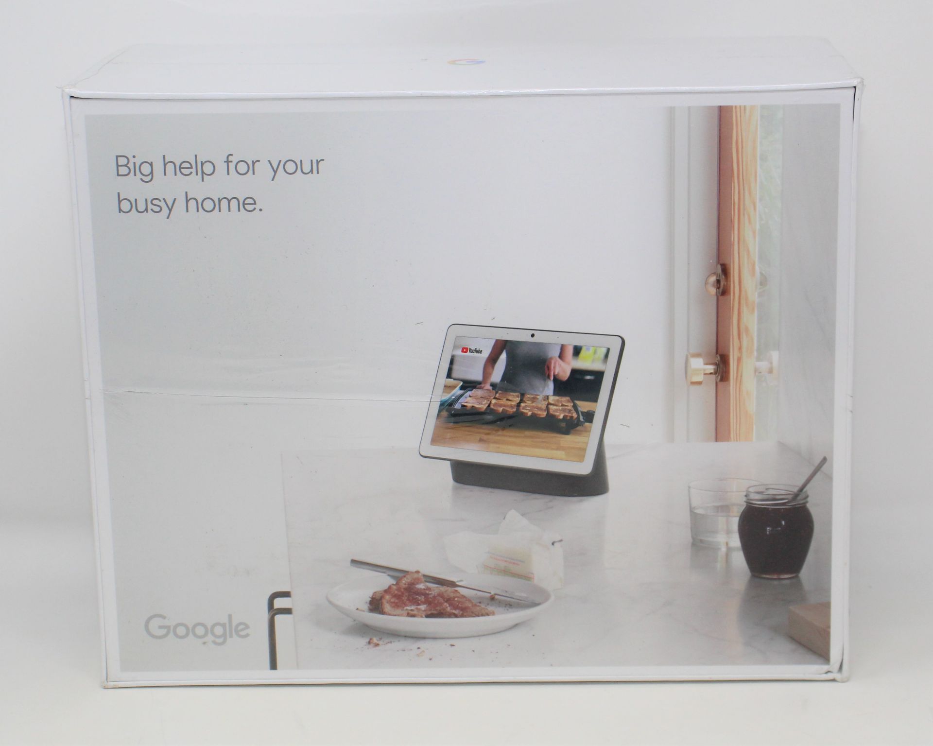 A boxed as new Google Nest Hub Max Smart Display in Charcoal (M/N: GA00639-GB) (Box sealed, some