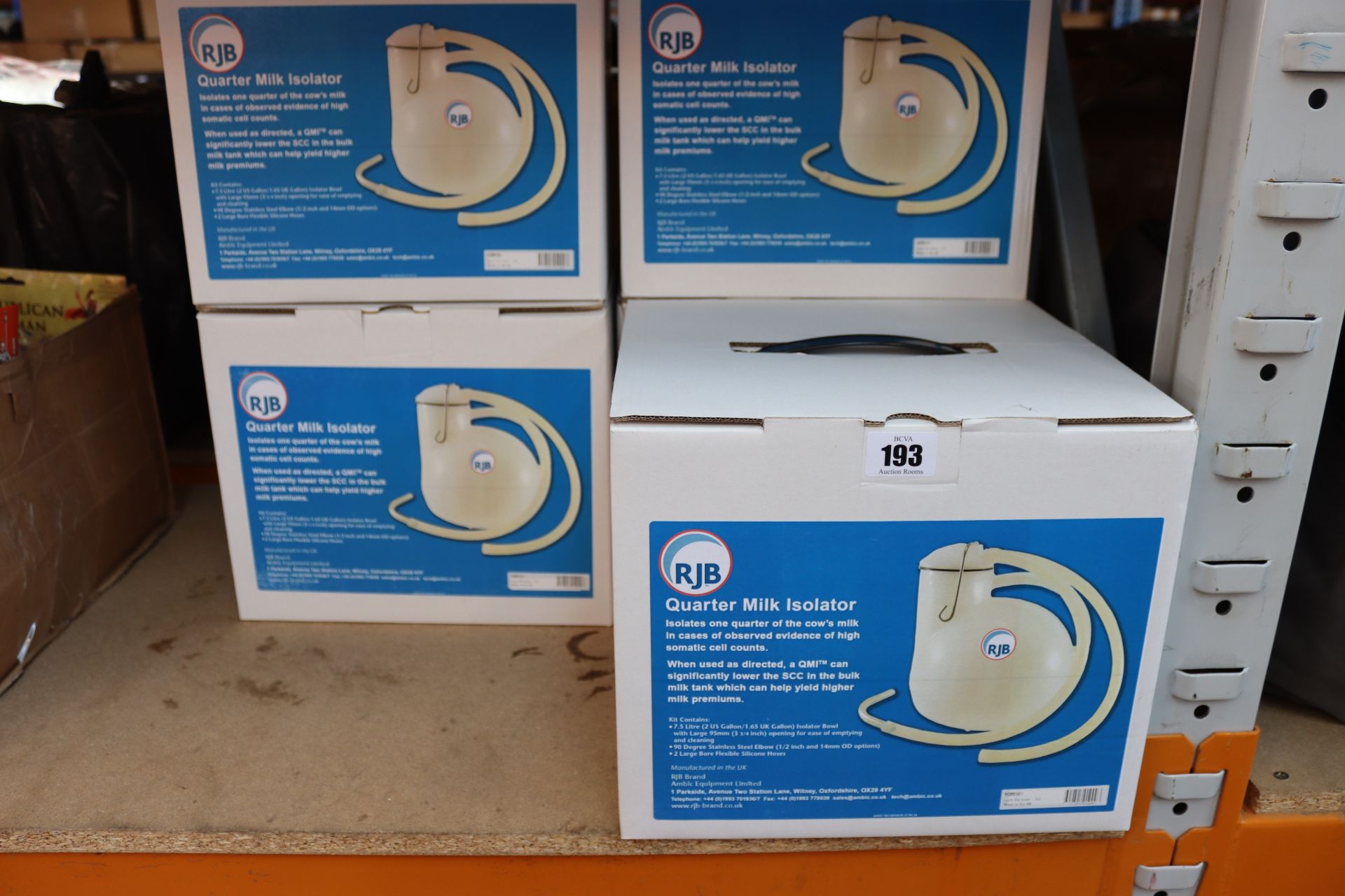 Five boxed as new RJB quarter milk isolators.