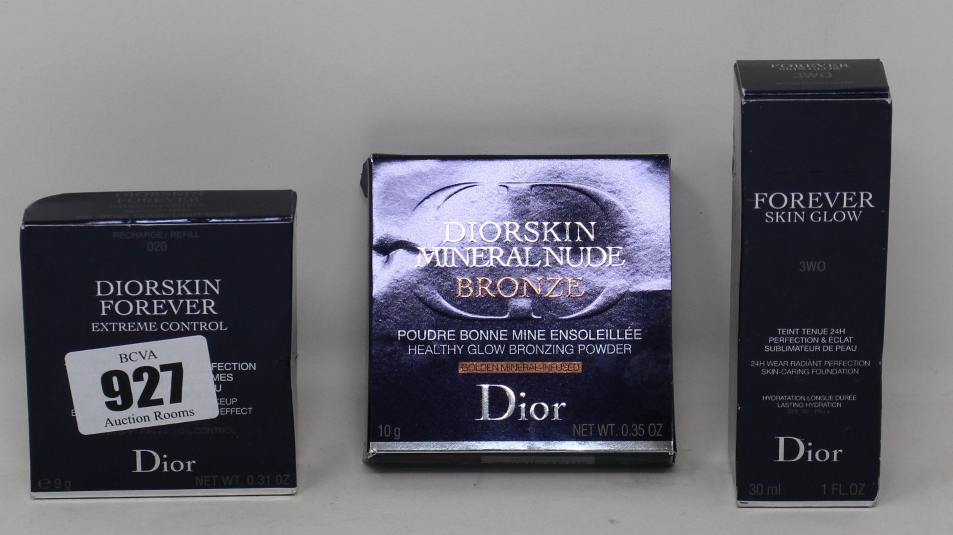 Four assorted Dior cosmetics to include healthy glow bronzing powder and 24h radiant perfection