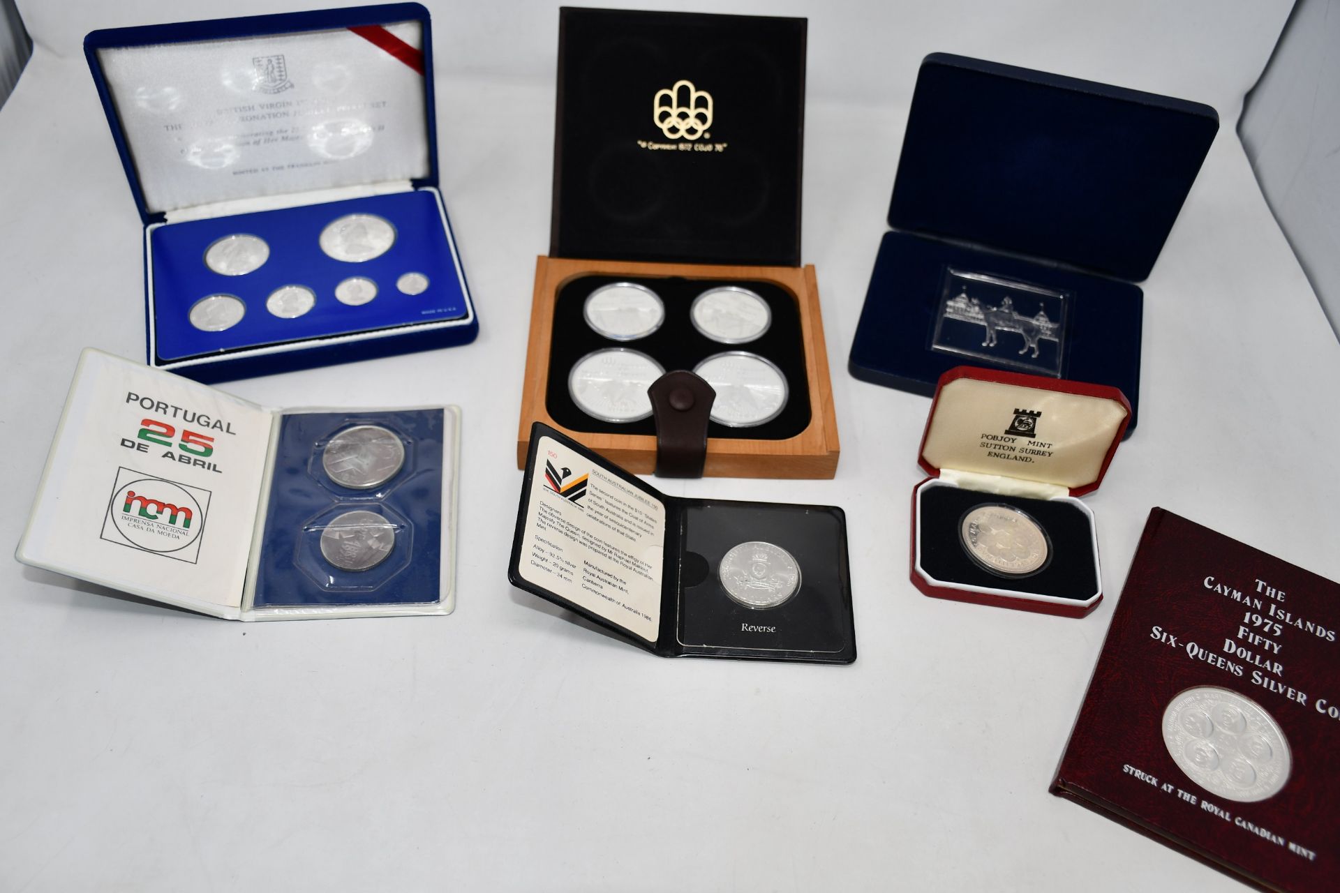 A box of coins to include large quantity of mostly sterling silver commemorative proof coins, - Image 4 of 4