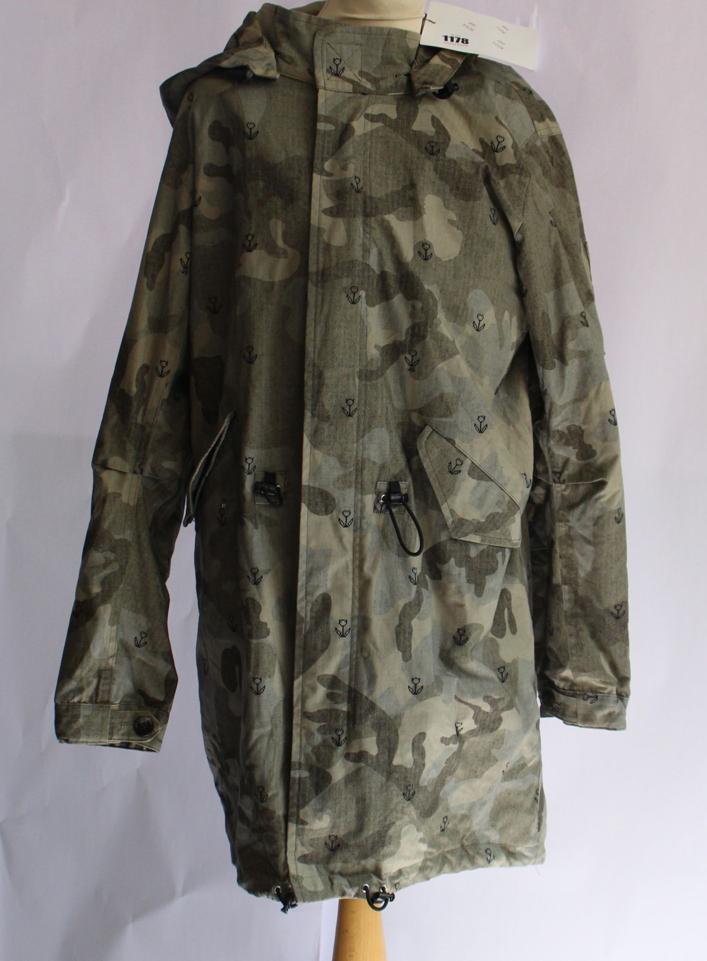 A pre-owned Julian David grey camo jacket (M - Excellent condition).