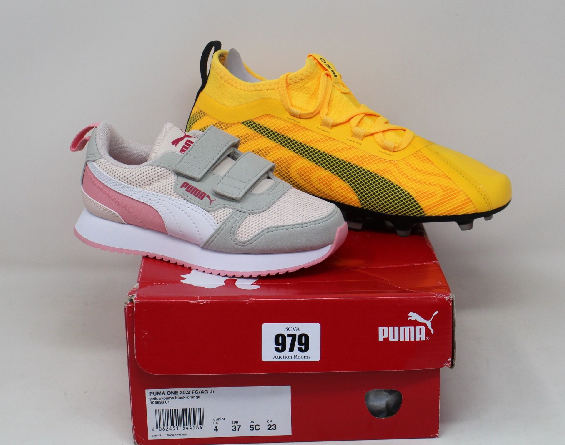 Seven pairs of children's as new Puma footwear; four R78 V PS trainers (1 x UK 11K, 2 x UK 1, 1 x