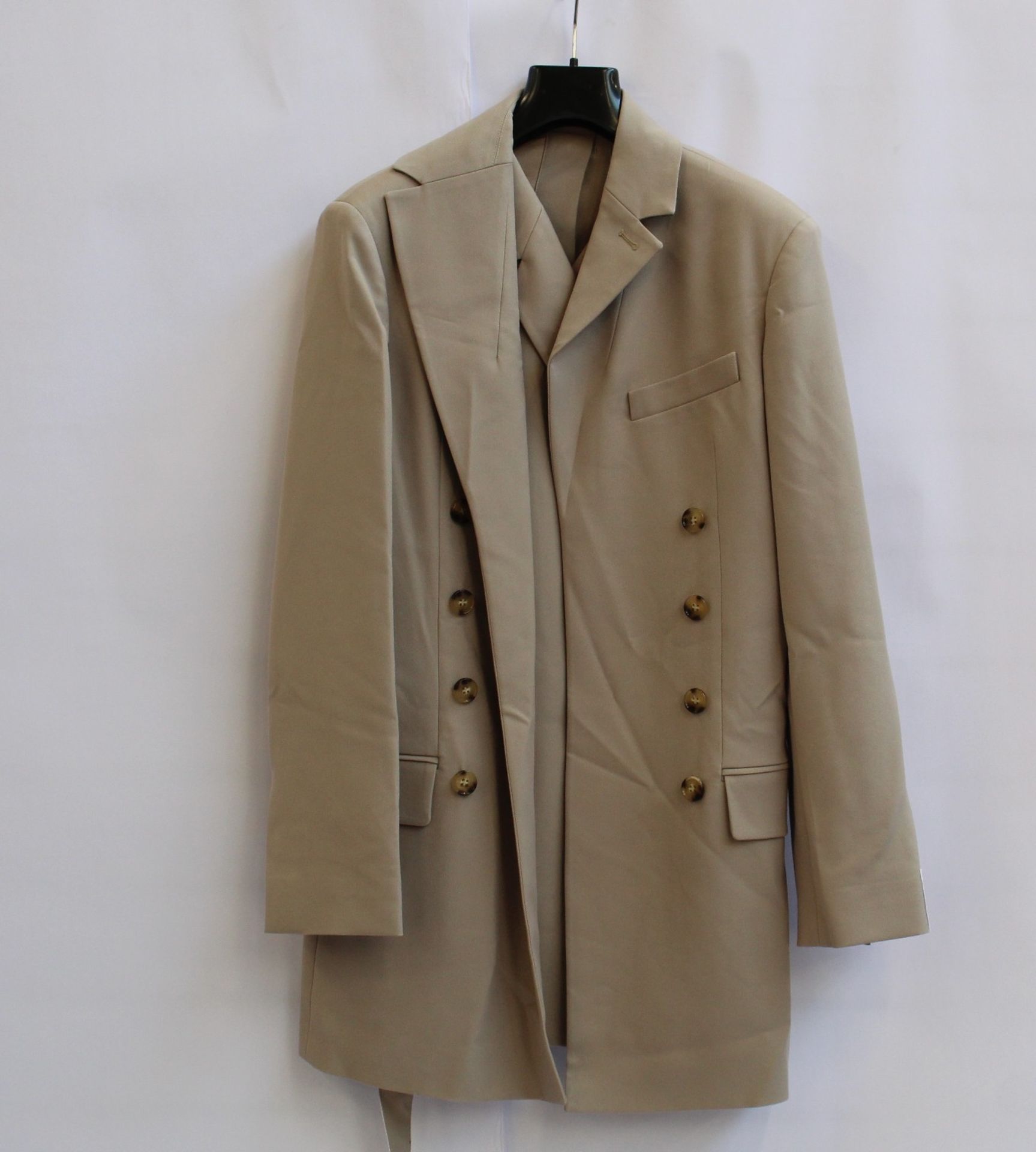 An as new Rokh Pour Femme Pret a Porter double belt jacket in beige (Size 36 - RRP £548).