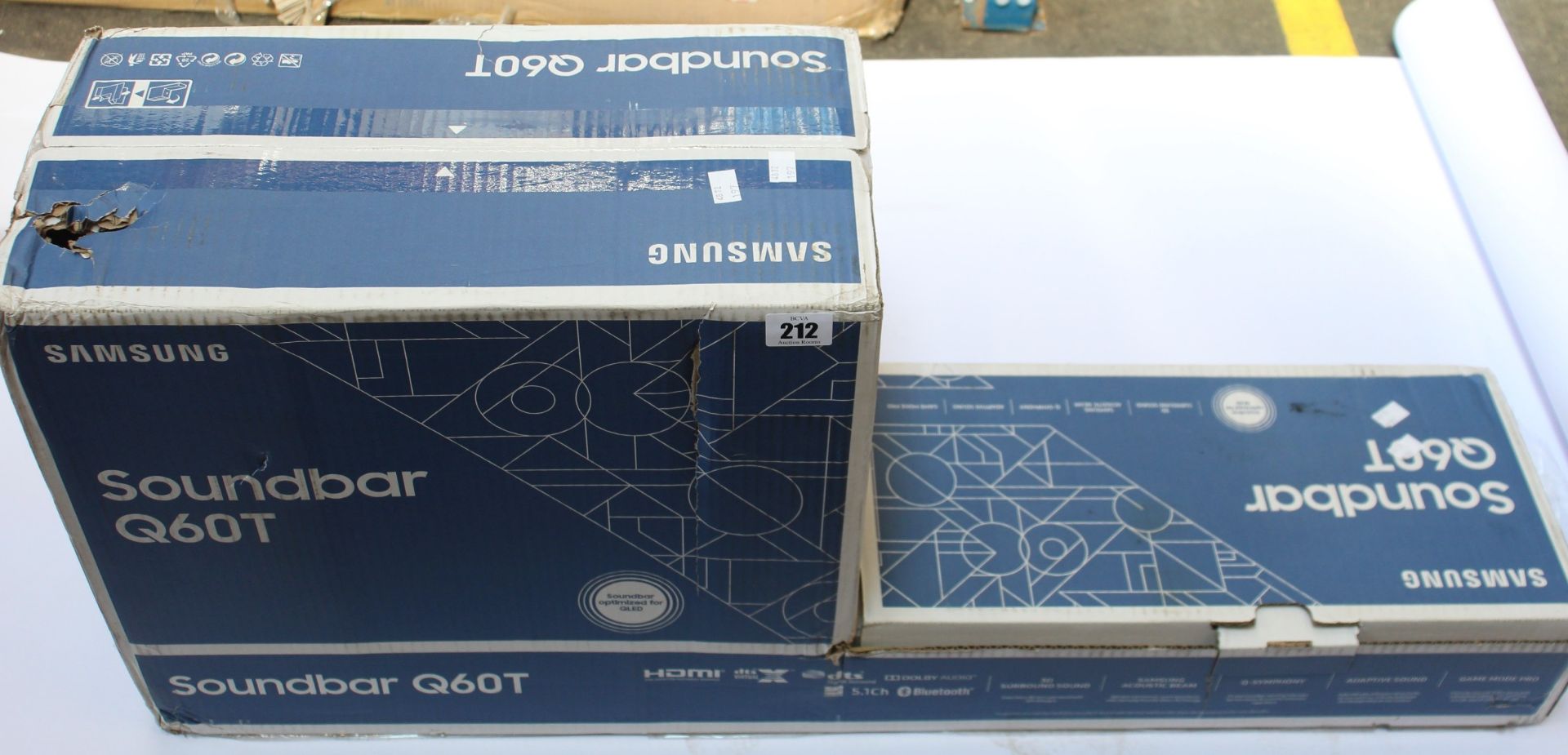 A boxed Samsung Soundbar Q60T.