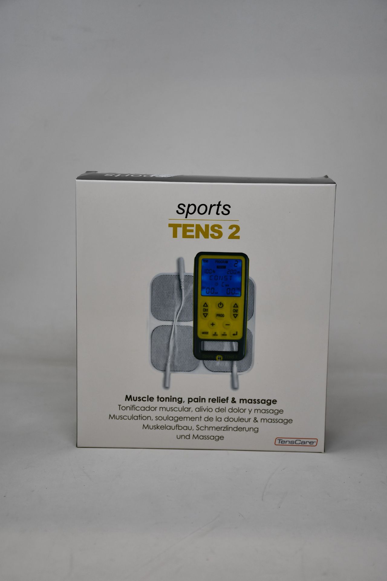 Two boxed as new TensCare Sports Tens 2 muscle toning, pain relief and massage units.