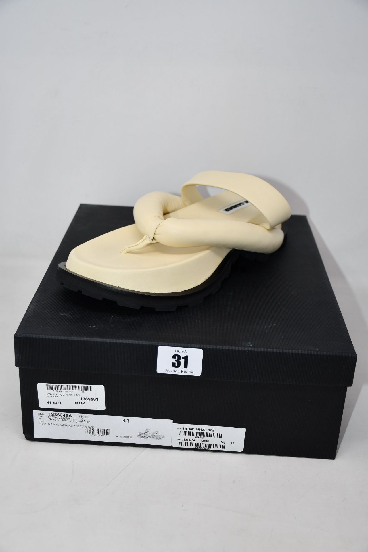 A pair of pre-owned Jil Sander Outdoor platform sandals with toe post geta-style upper (EU 41 -