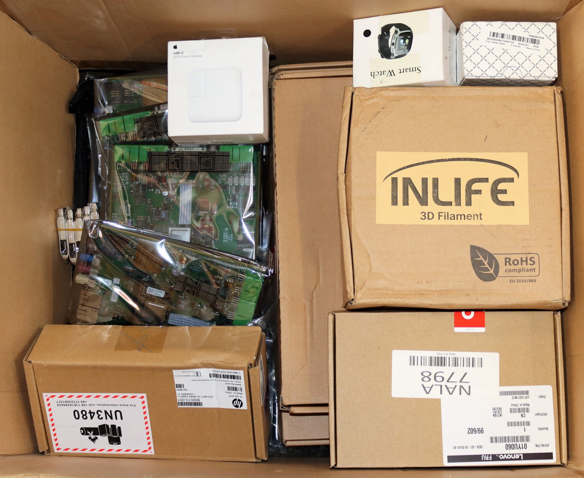 A box of assorted as new and pre-owned small electrical items and accessories (All items sold as