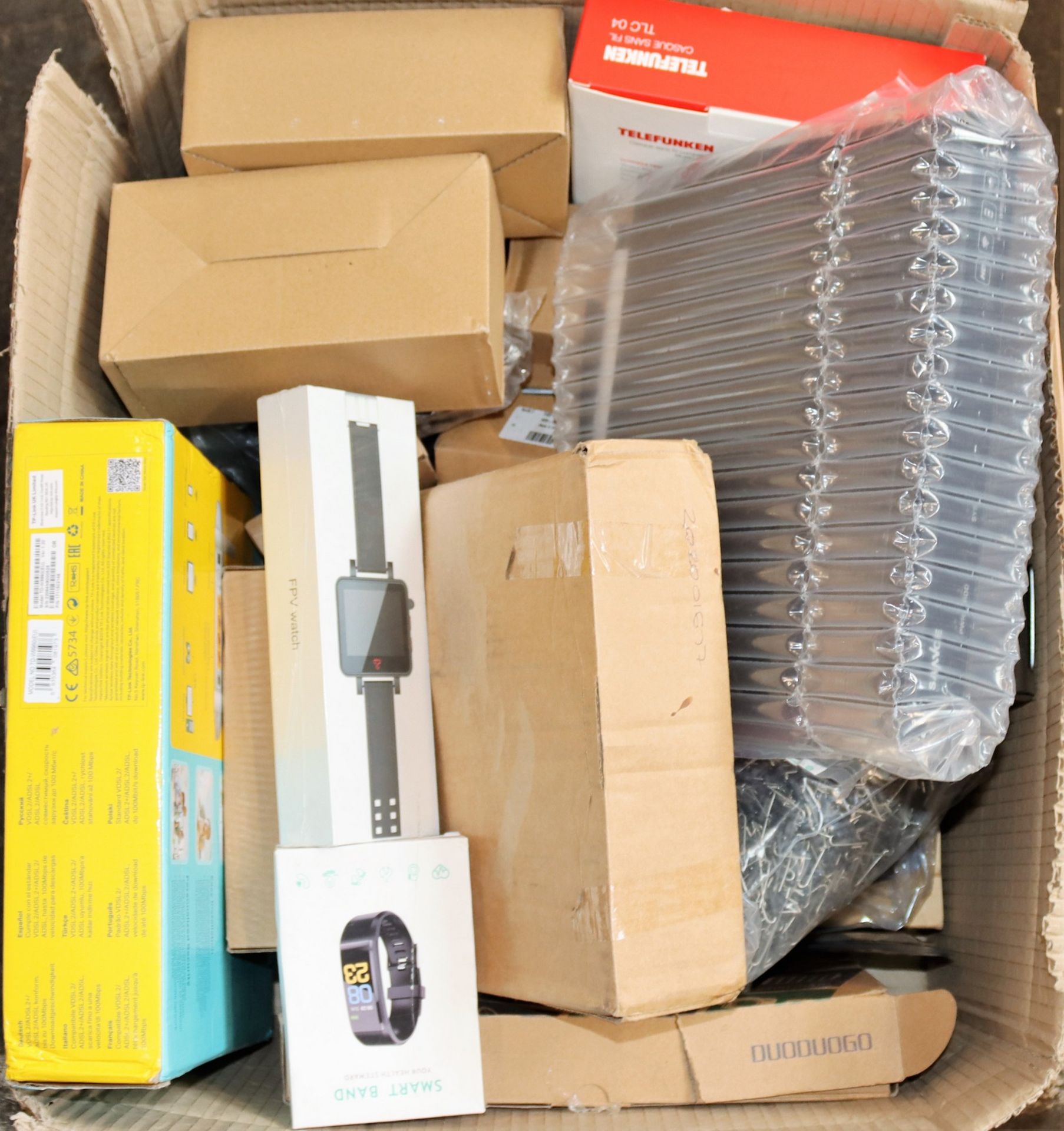 A box of assorted as new and pre-owned small electrical items and accessories (All items sold as