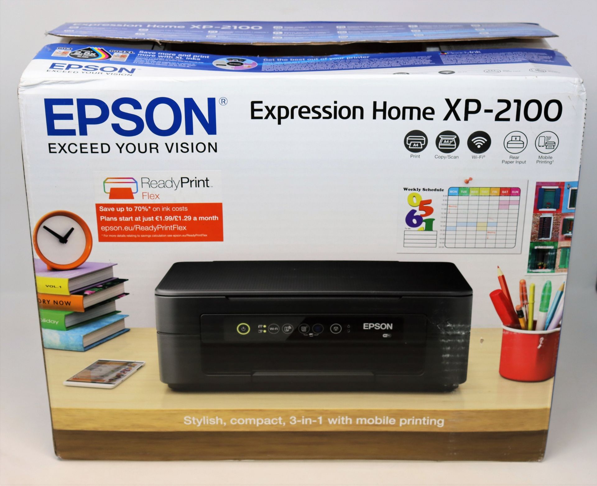 A boxed as new Epson Expression Home XP-2100 A4 Colour Multifunction Inkjet Printer (P/N: