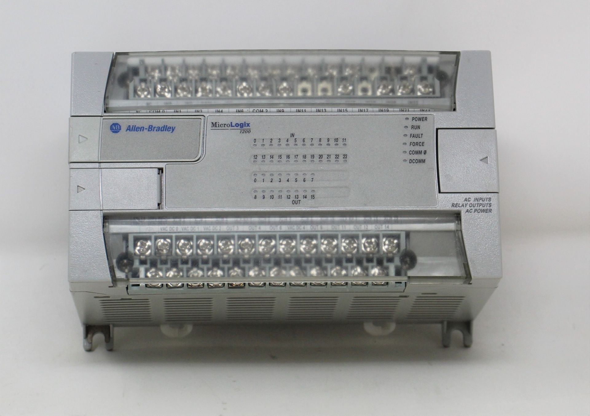 A pre-owned Allen Bradley Micrologix 1200 PLC Module (CAT: 1762-L40BWA C H) (Untested, sold as
