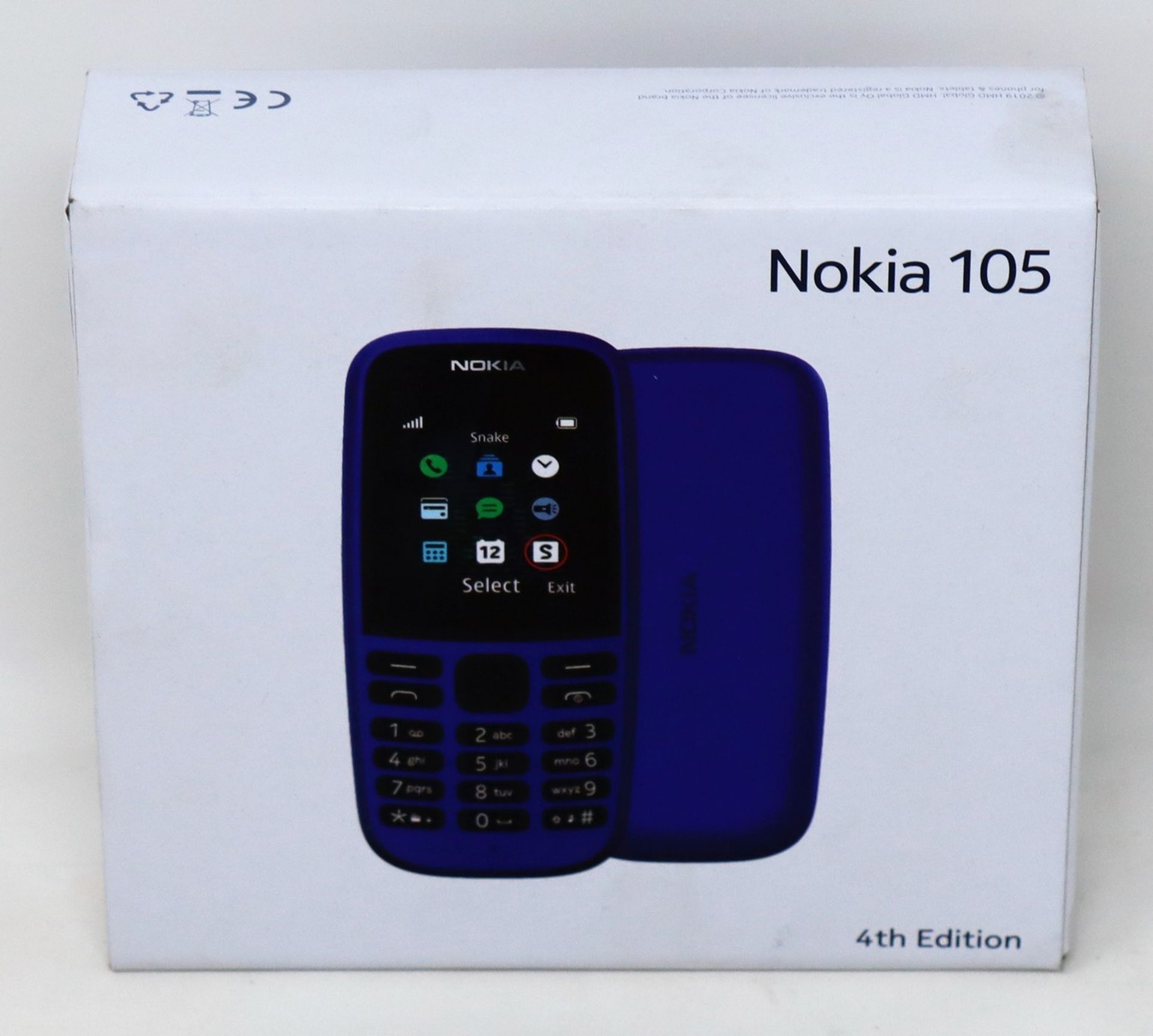 A boxed as new Nokia 105 4th Edition TA-1203 in Black (Box sealed).