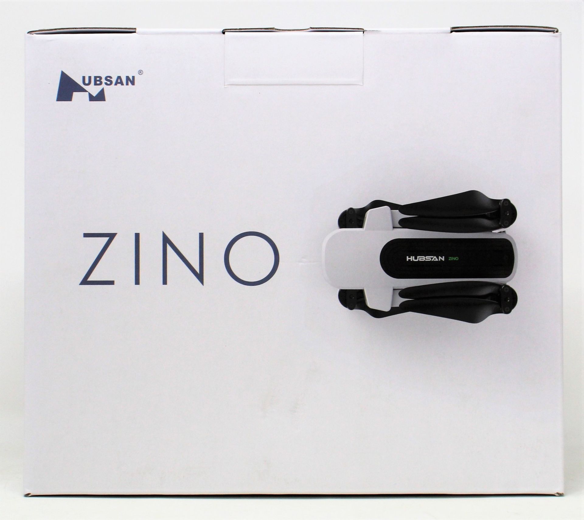 A boxed as new Hubsan Zino Folding Quadcopter Drone (UK plug adapter required).