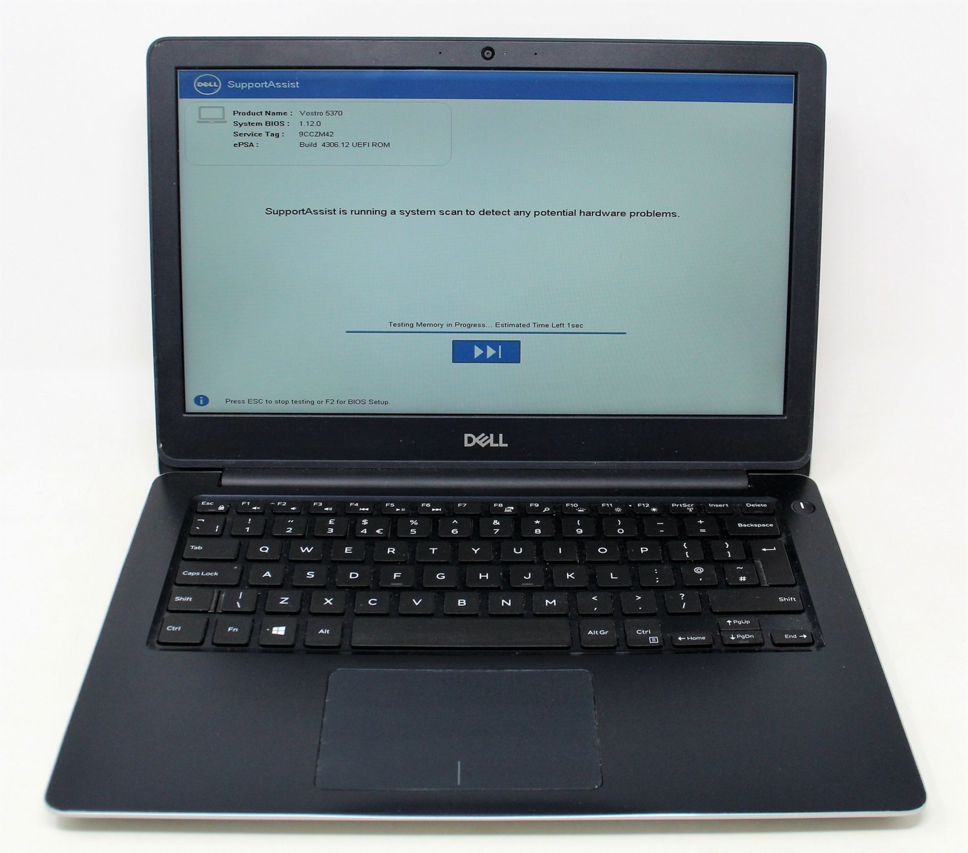 FOR REPAIR - NO OS INSTALLED - A pre-owned 13.3" Dell Vostra laptop in silver with Intel i7-8550U