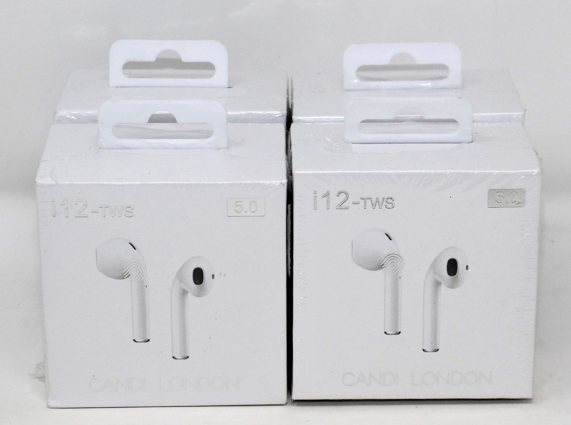 Four boxed as new i12-TWS 5.0 wireless earphones (Boxes sealed).