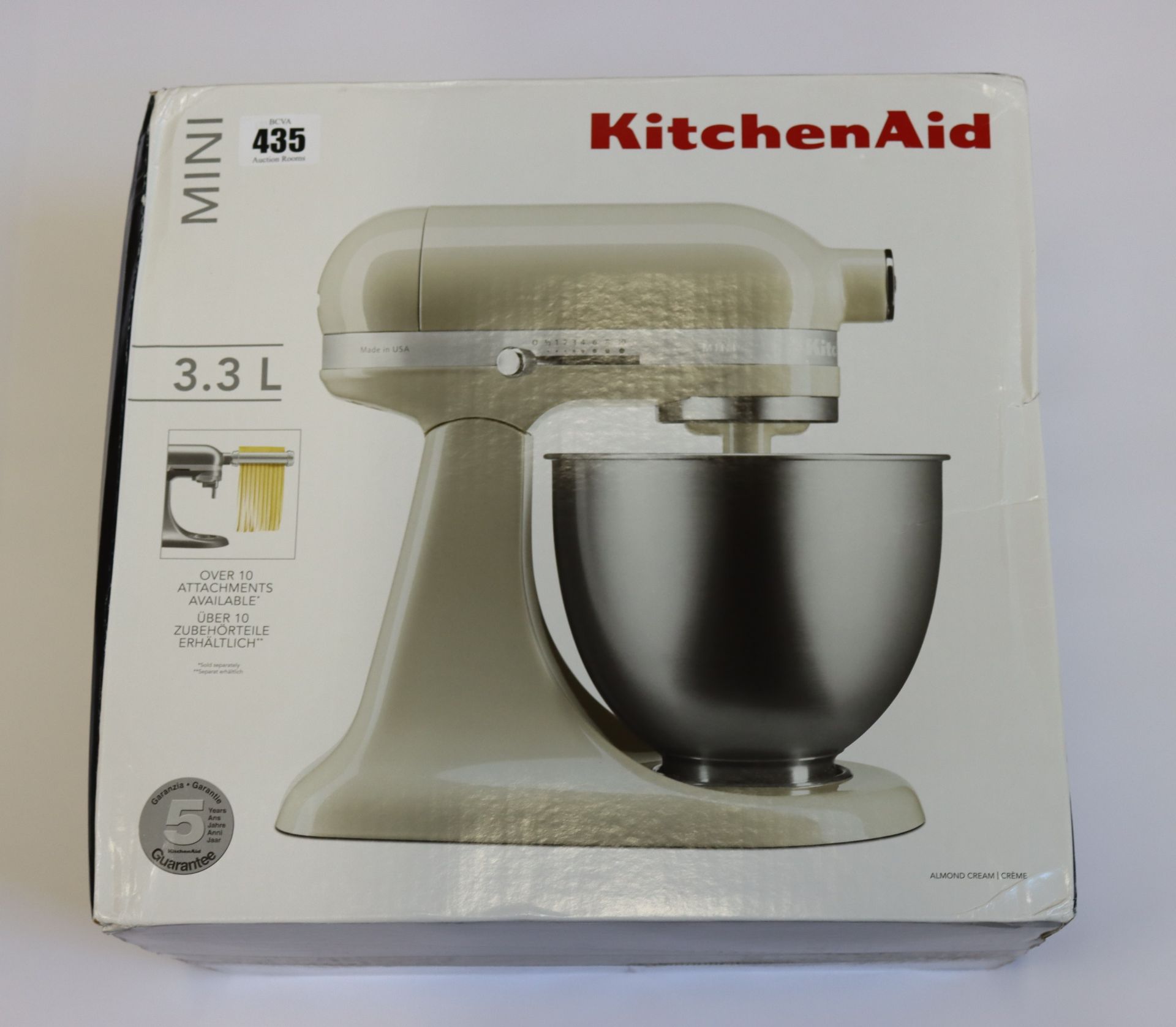 An as new KitchenAid 3.3L mini mixer in white (some damage to box).