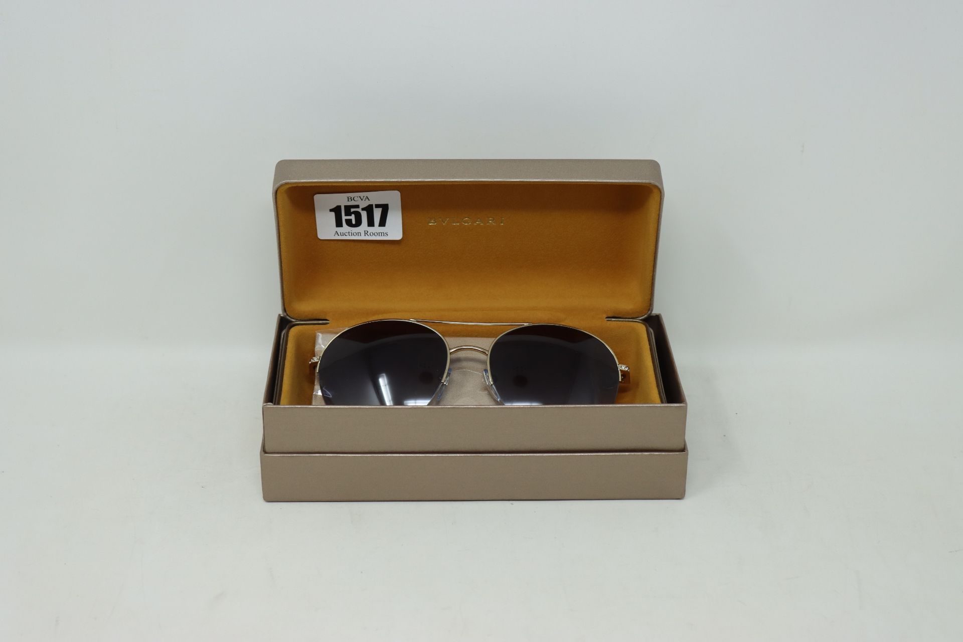 A pair of lady's boxed as new Bvlgari gold/grey gradient sunglasses (BV6132B 278/8G 57).