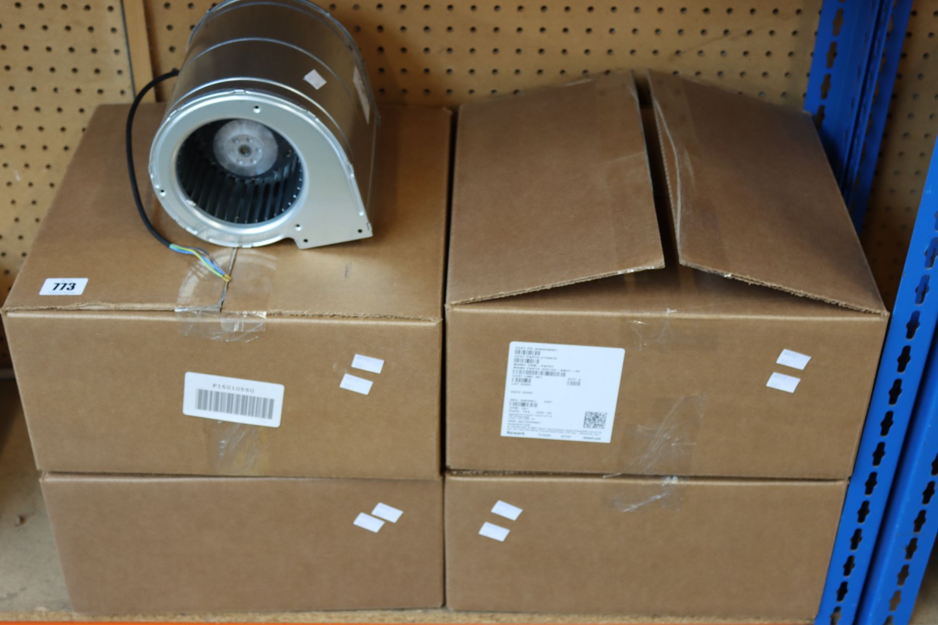 Four boxed as new D2E133-AM47-94 AC centrifugal blowers.