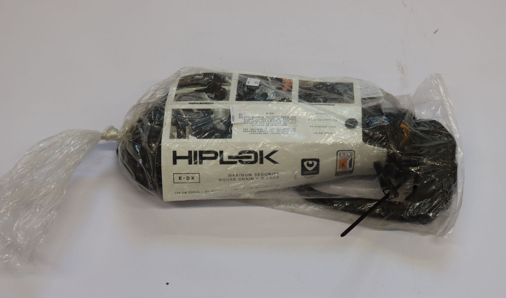 An as new Hiplok E-DX maximum security noose chain and D lock.