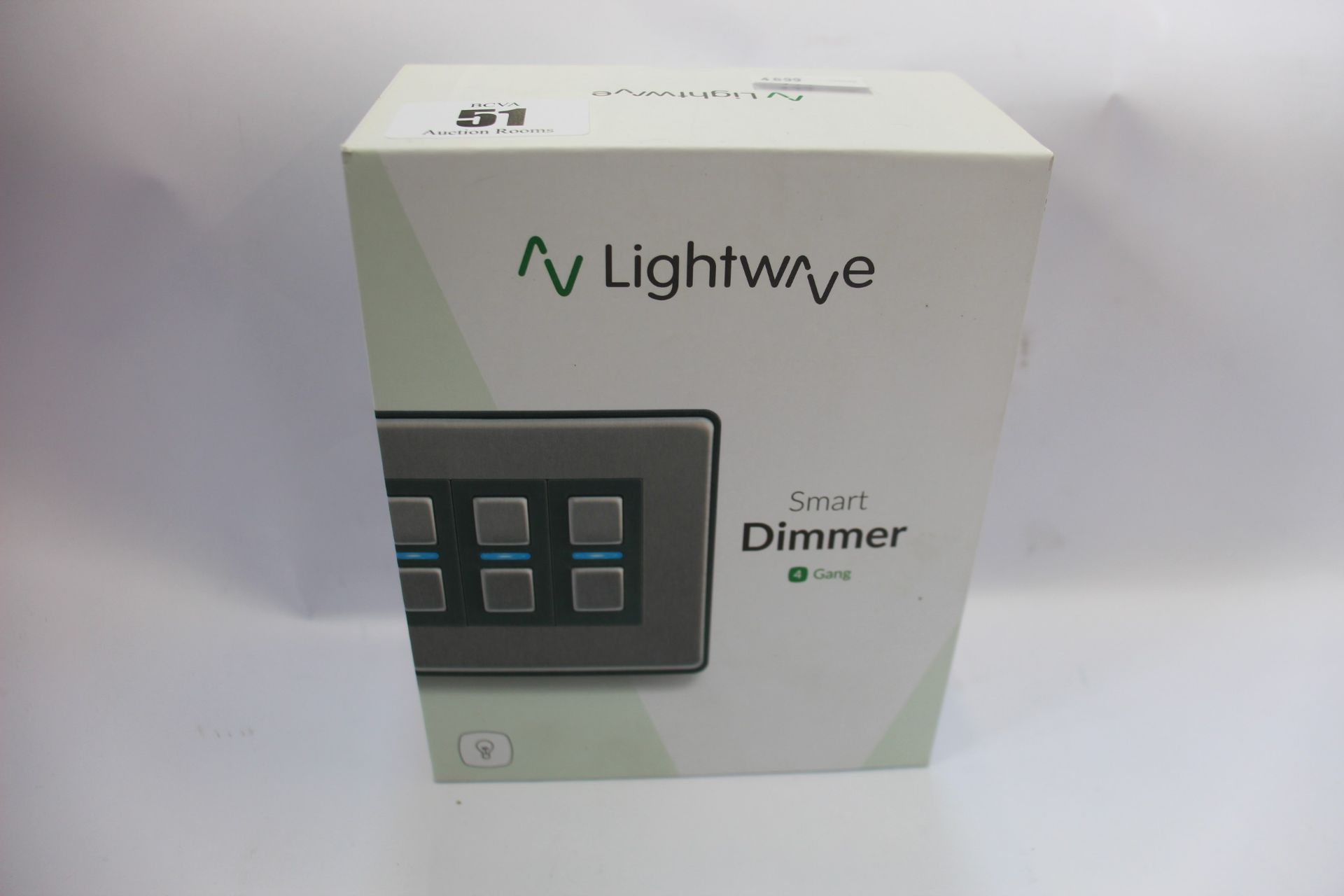 A boxed pre-owned Lightwave smart dimmer L-24 4-Gang (5060252202688) (Box damaged).