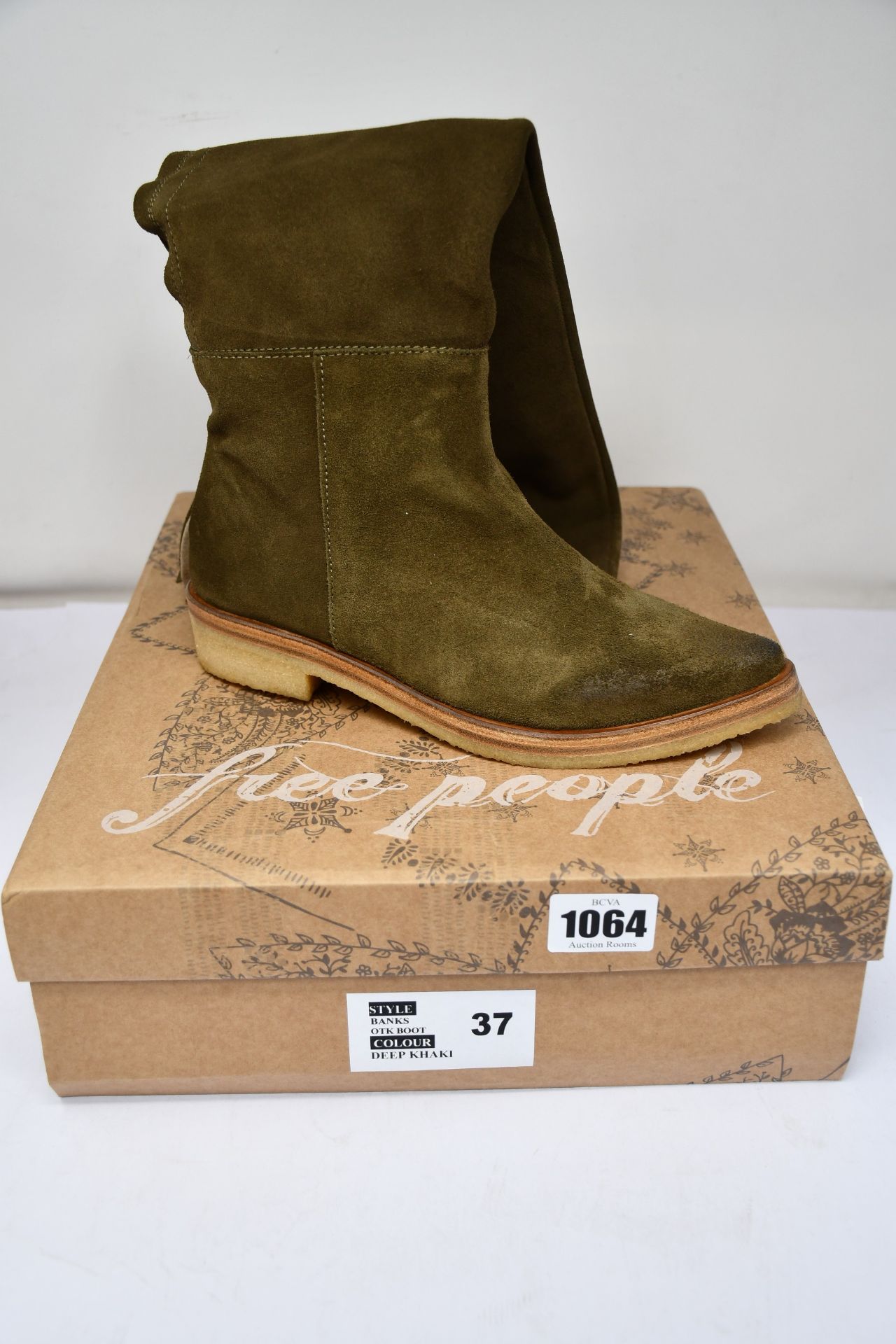 A pair of as new Free People Banks over-the-knee boots in khaki (EU 37 - RRP £328).