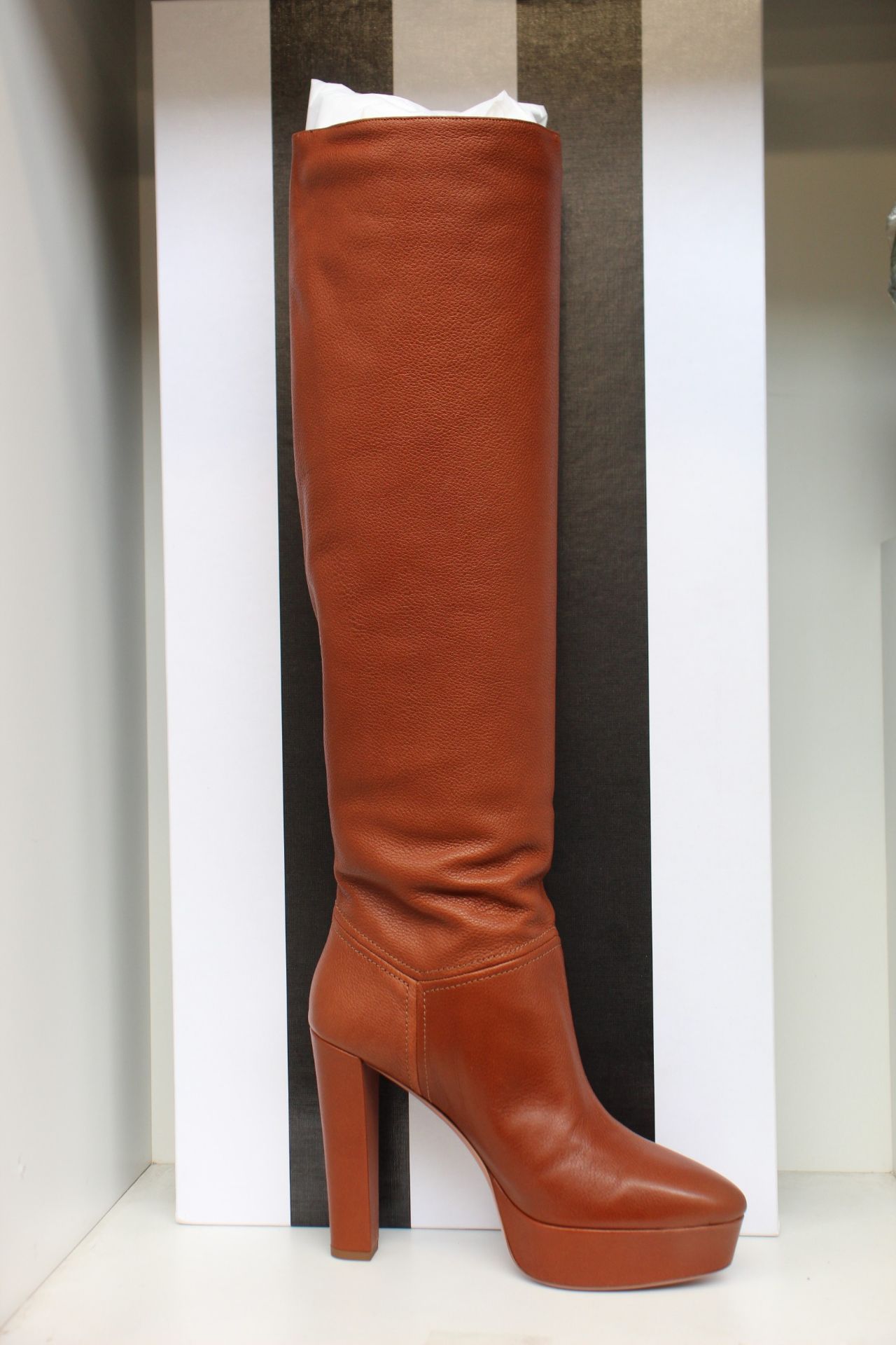 A pair of lady's boxed as new Aquazzura Florence Chambord boots 120 in pecan (EU 39.5).