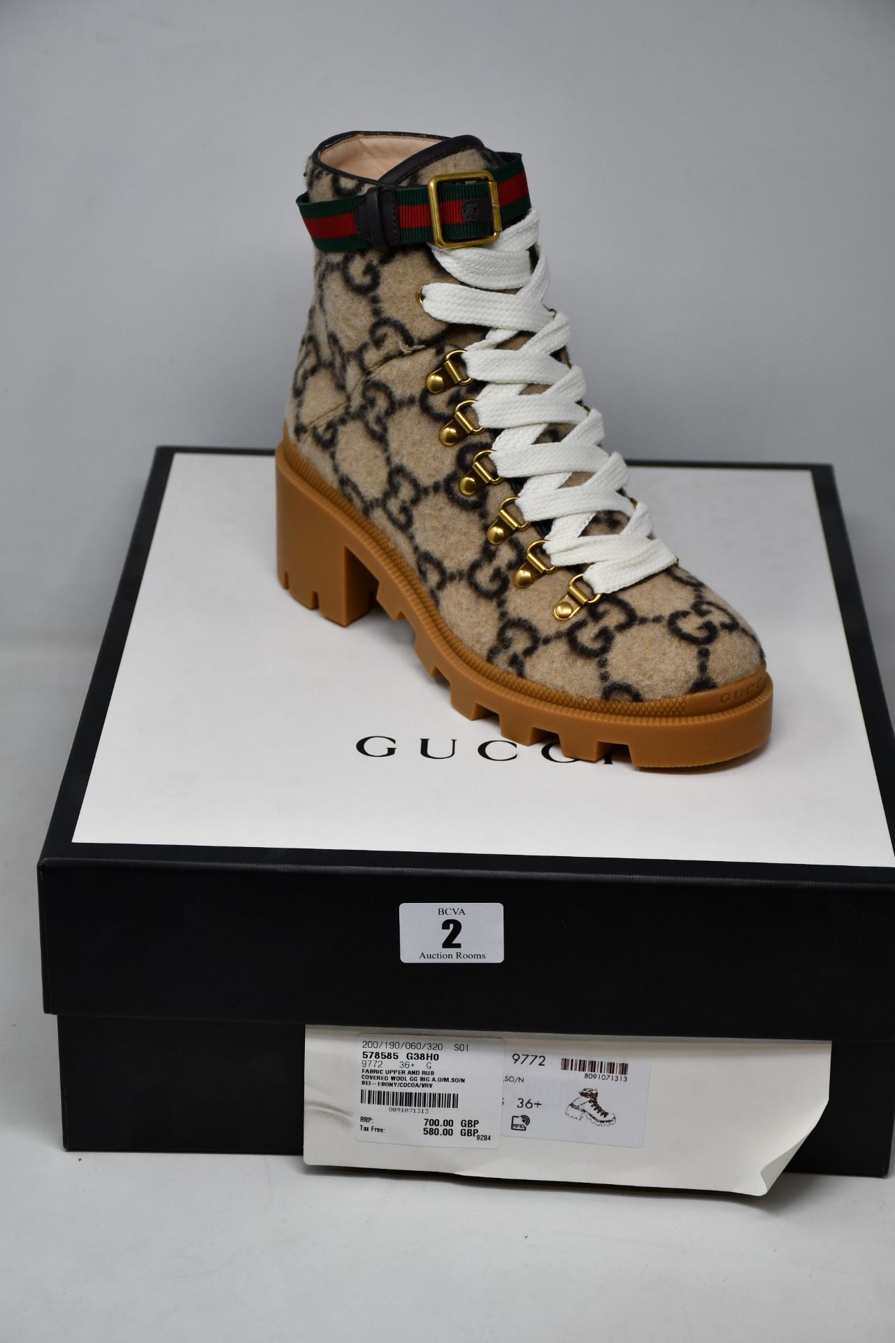 A pair of as new Gucci GG wool ankle boot (EU 36 - RRP £700).