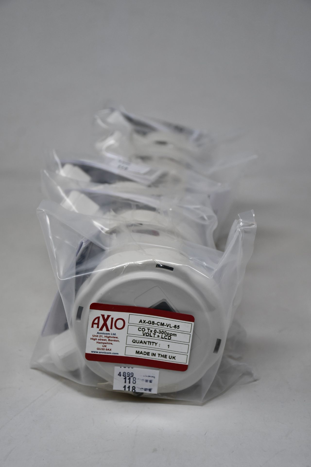 Five as new Axio carbon monoxide sensors with LCD display (AX-GS-CM-VL 65).