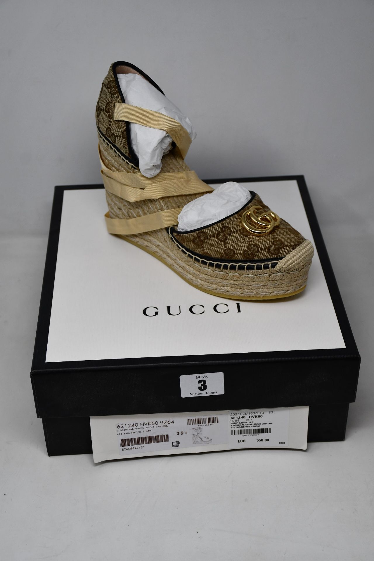 A pair of women's as new Gucci GG Matelassé platform espadrilles (EU 39+ - RRP £485).