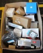 A box of assorted as new and pre-owned small electrical items and accessories (All items sold as