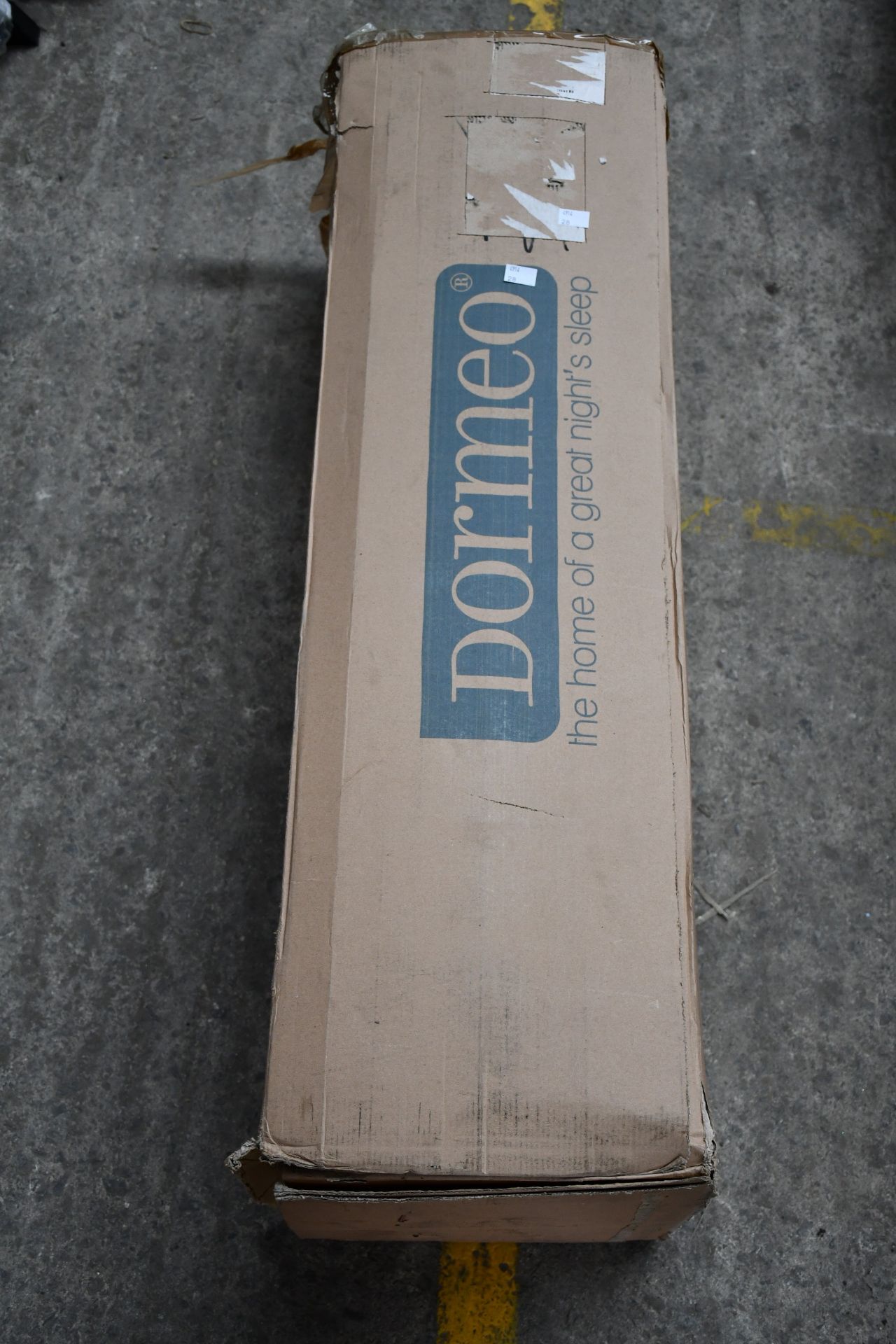 A boxed of as new Dormeo mattress (Size unknown).