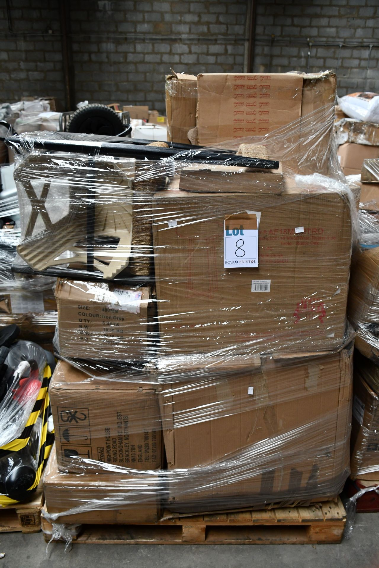 A pallet of assorted flat packed furniture and related items (BCVA cannot guarantee to be