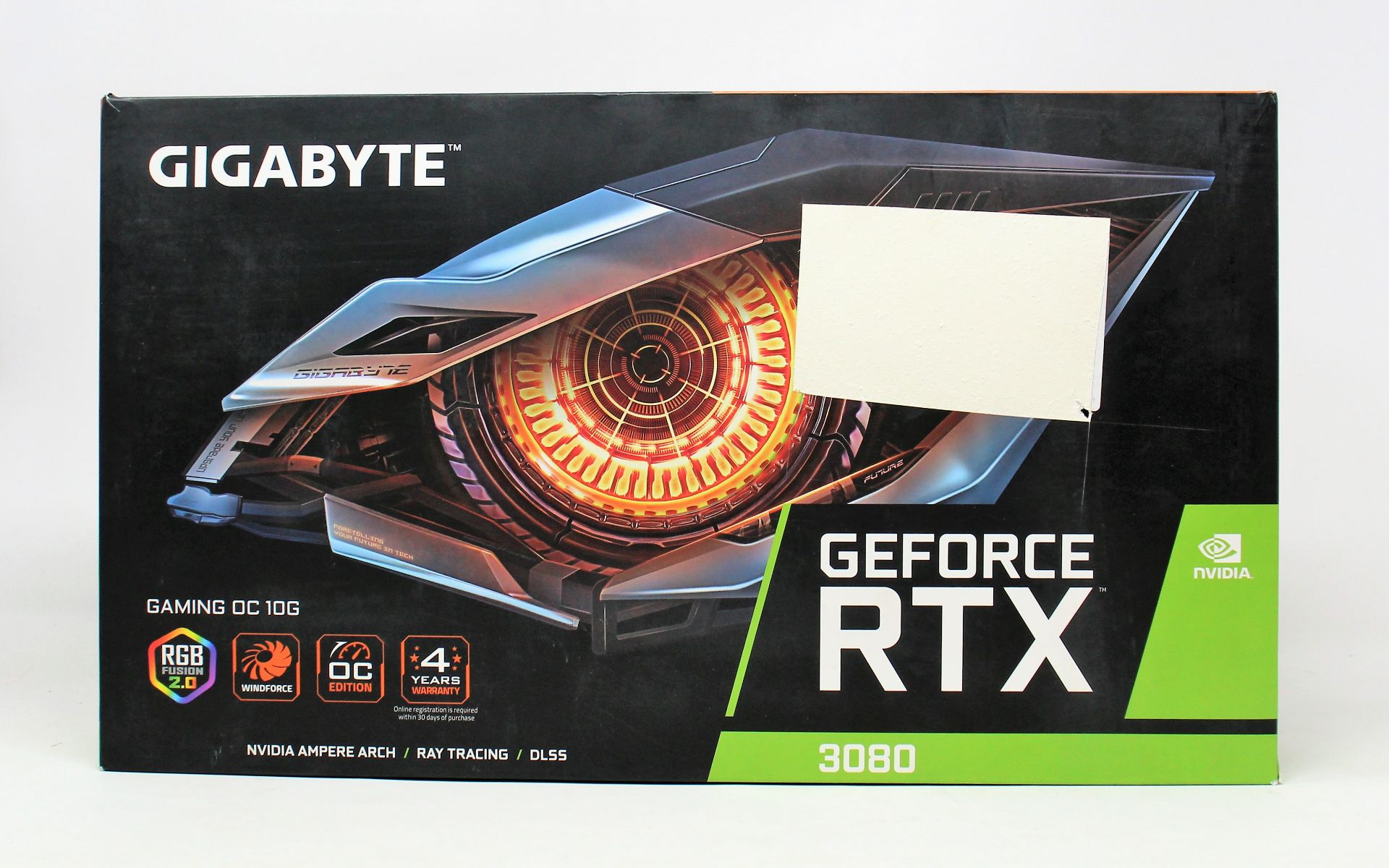 A boxed as new Gigabyte GeForce RTX 3080 GAMING OC 10G Graphics Card (Box opened, some damage to