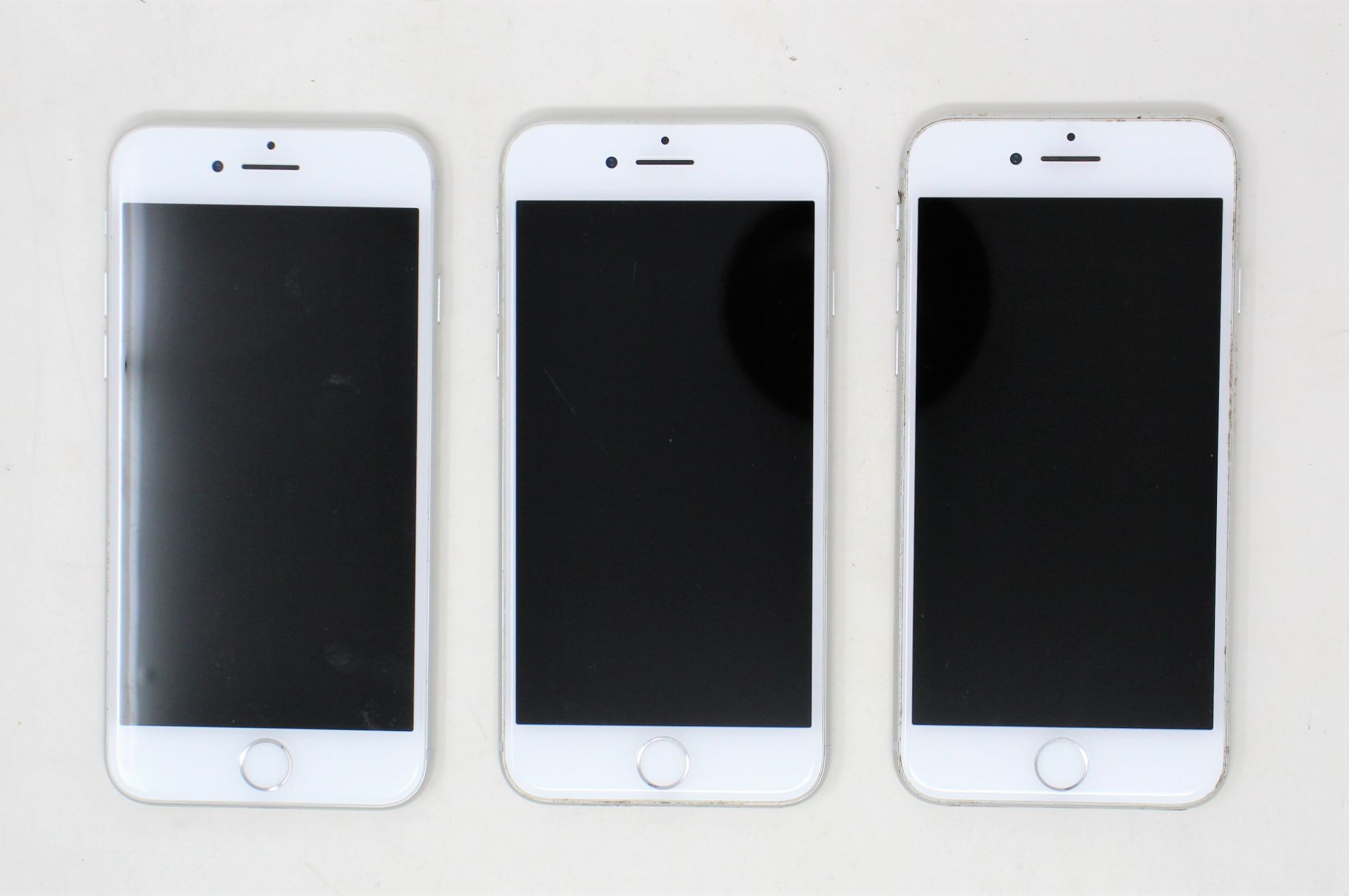 SOLD FOR PARTS: Three pre-owned Apple iPhone 8 (Verizon/Sprint/China/A1863) 64GB in Silver (All