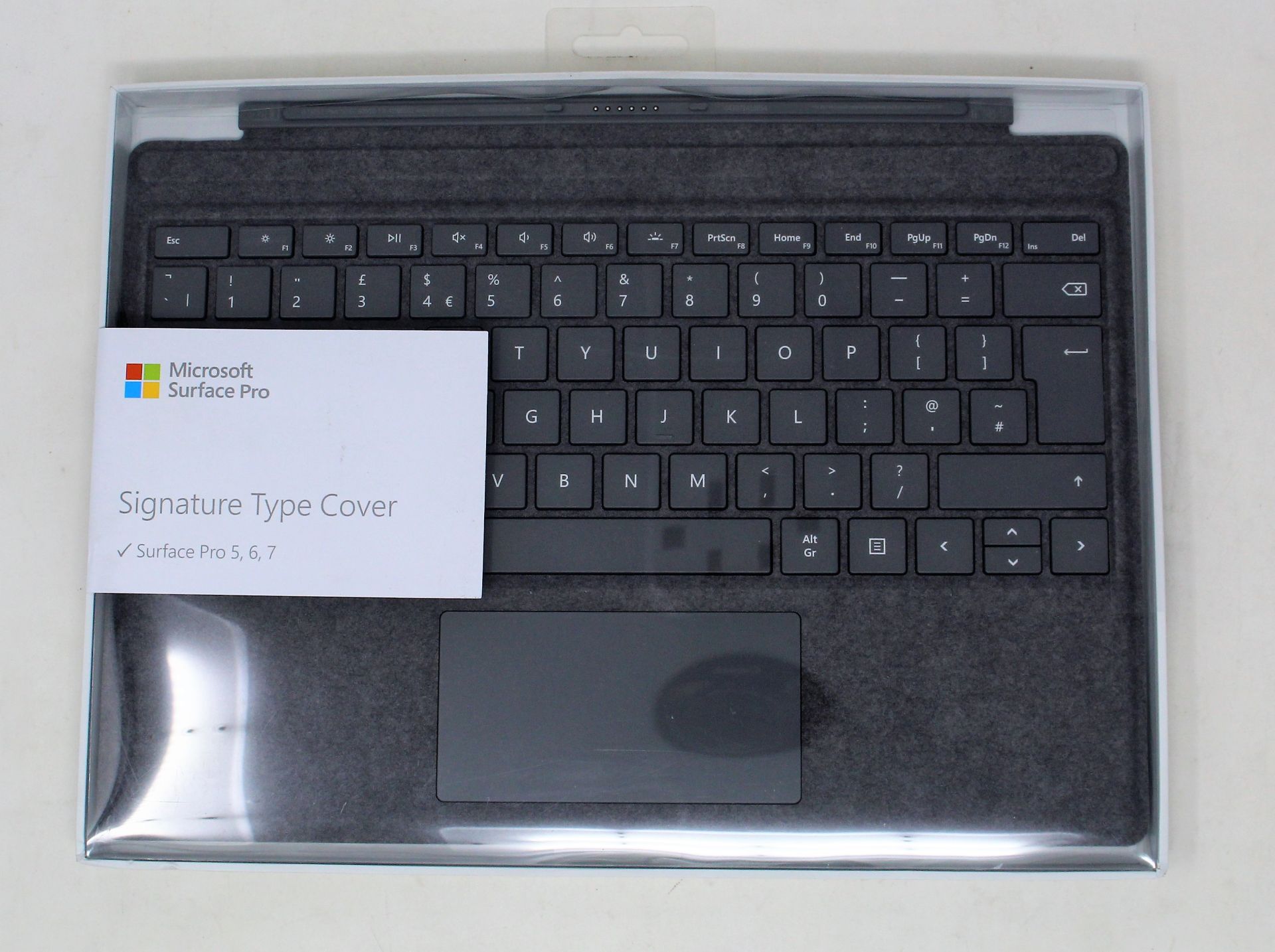 A boxed as new Signature Type Cover for Microsoft Surface Pro 5/6/7 in platinum grey.