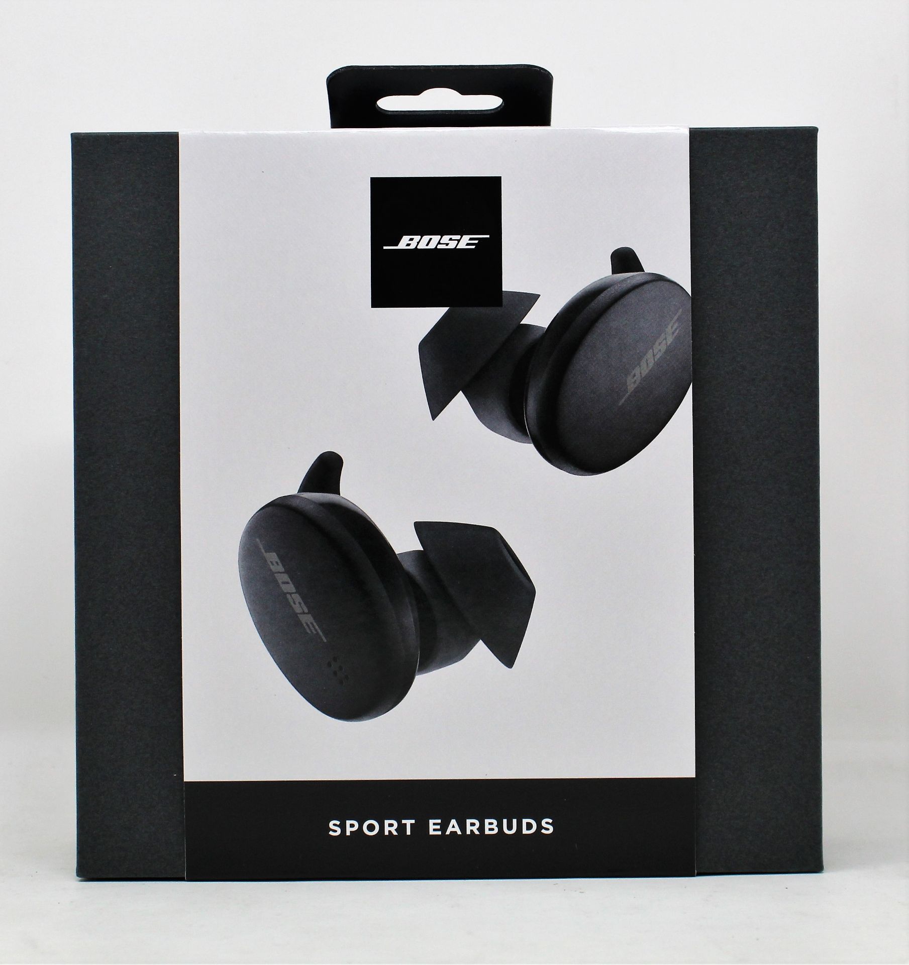 A boxed as new pair of Bose Sport Earbuds in Black (Box sealed).